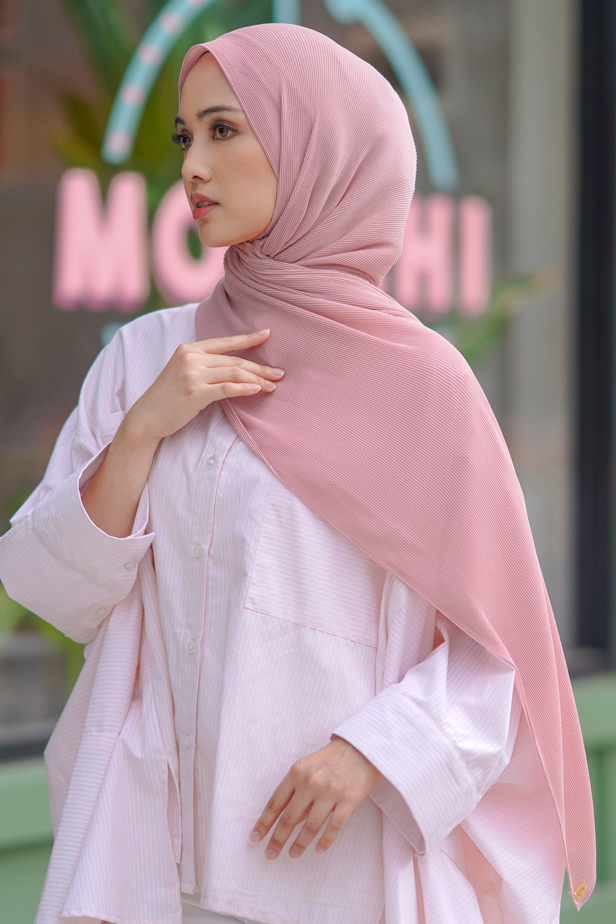 Everyday Pleated Shawl - Orchid Pink