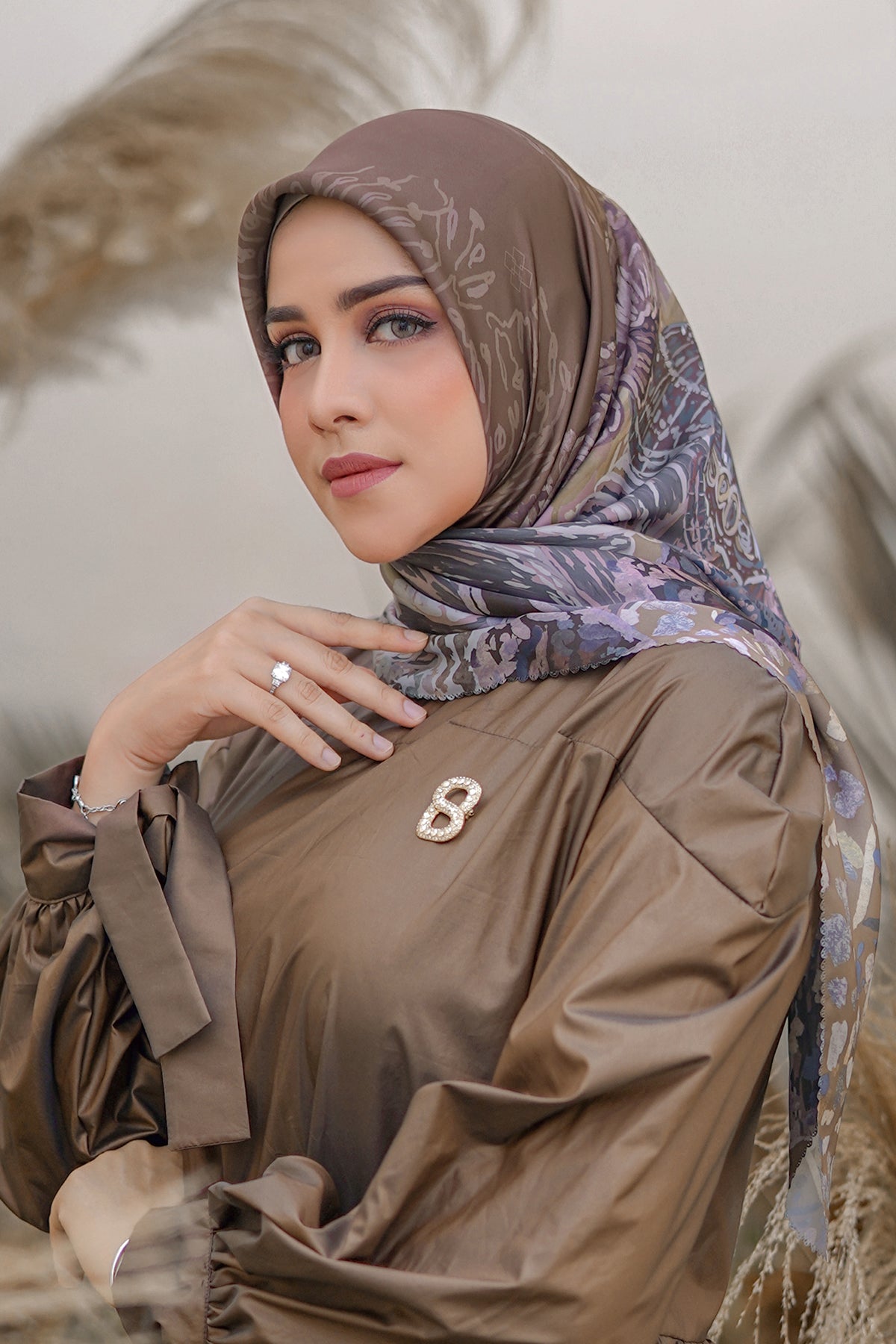The Farsha Satin Square - Rustic Brown