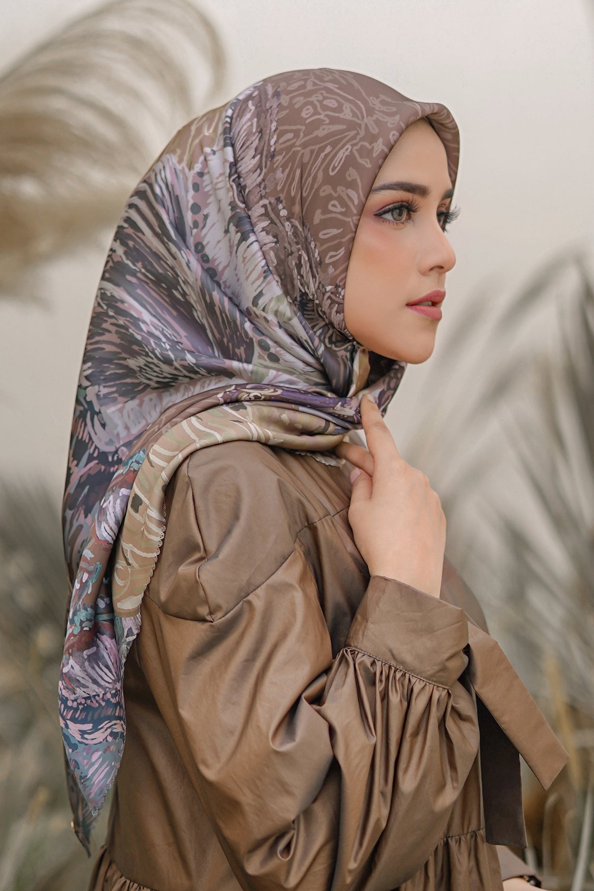 The Farsha Satin Square - Rustic Brown