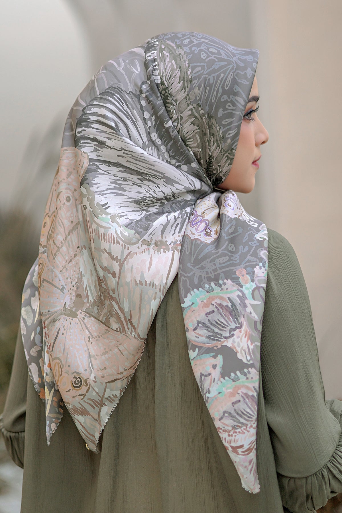 The Farsha Satin Square - Seagrass