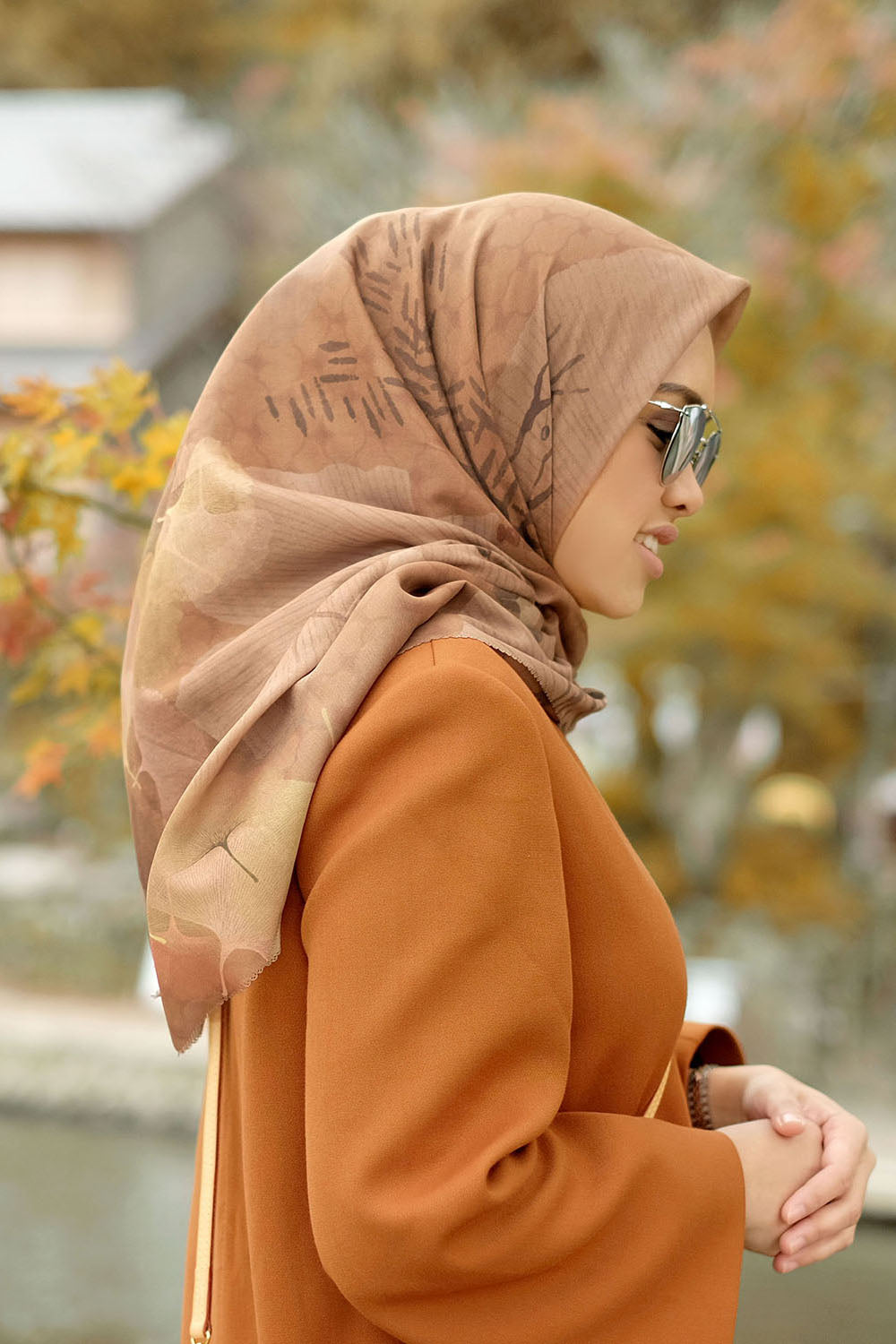 Ginkgo Voal Square - Toffee