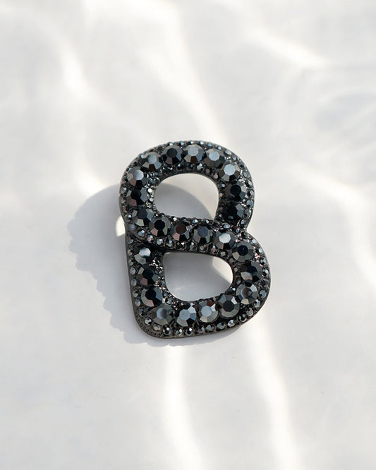 Luxe Signature Gleaming Brooch - Black