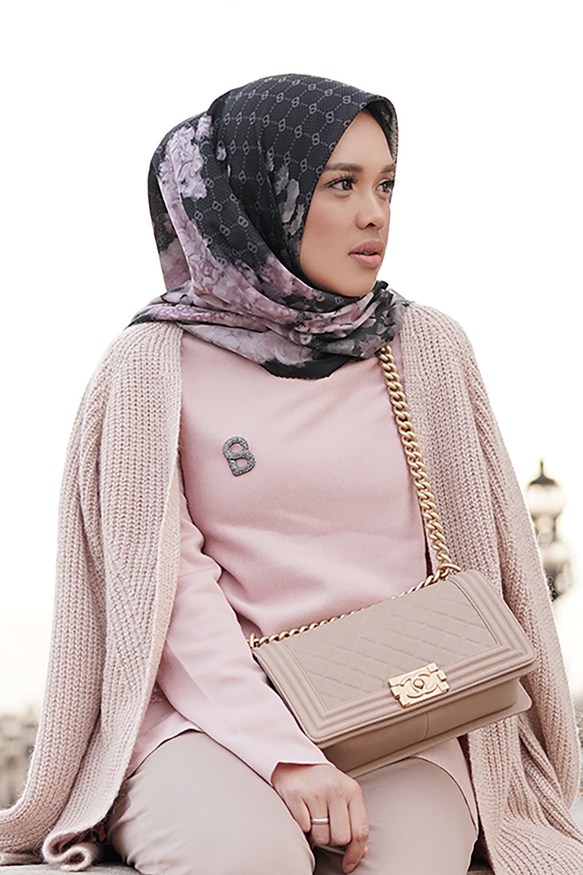 Hydrangea Voal Square - Noir