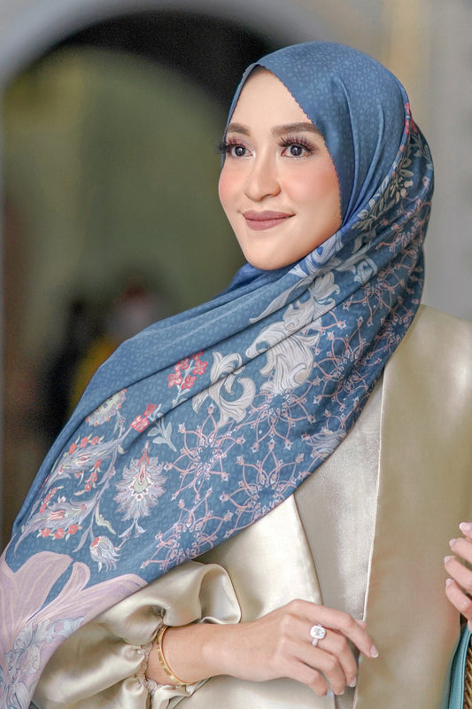 The Topkapi Satin Shawl - Royal Blue