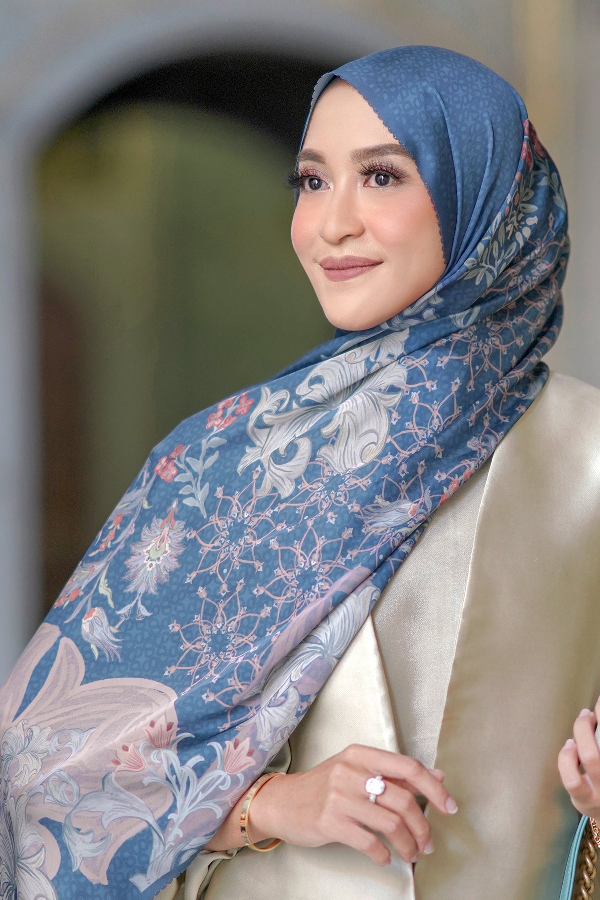 The Topkapi Satin Shawl - Royal Blue