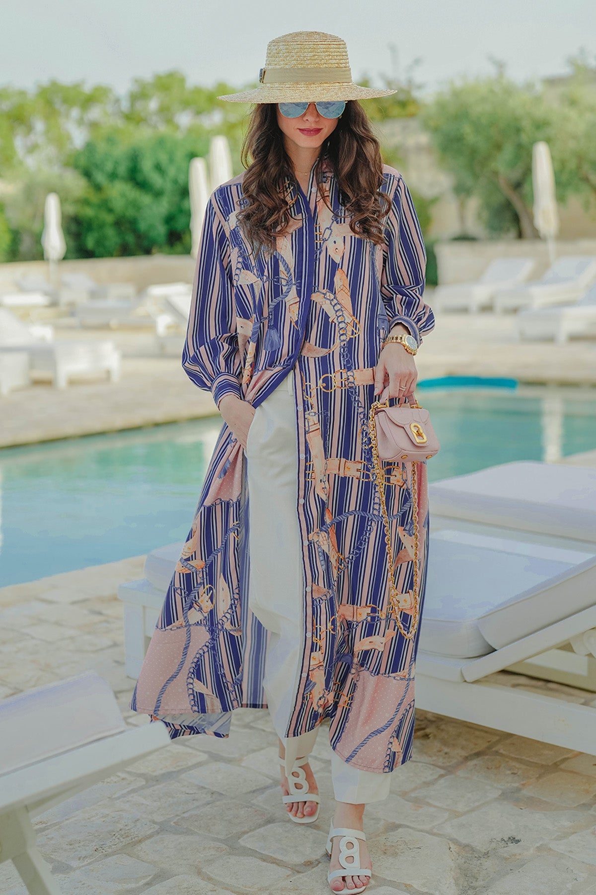 The Chain La Bella Cotton Shirt Dress - Blue