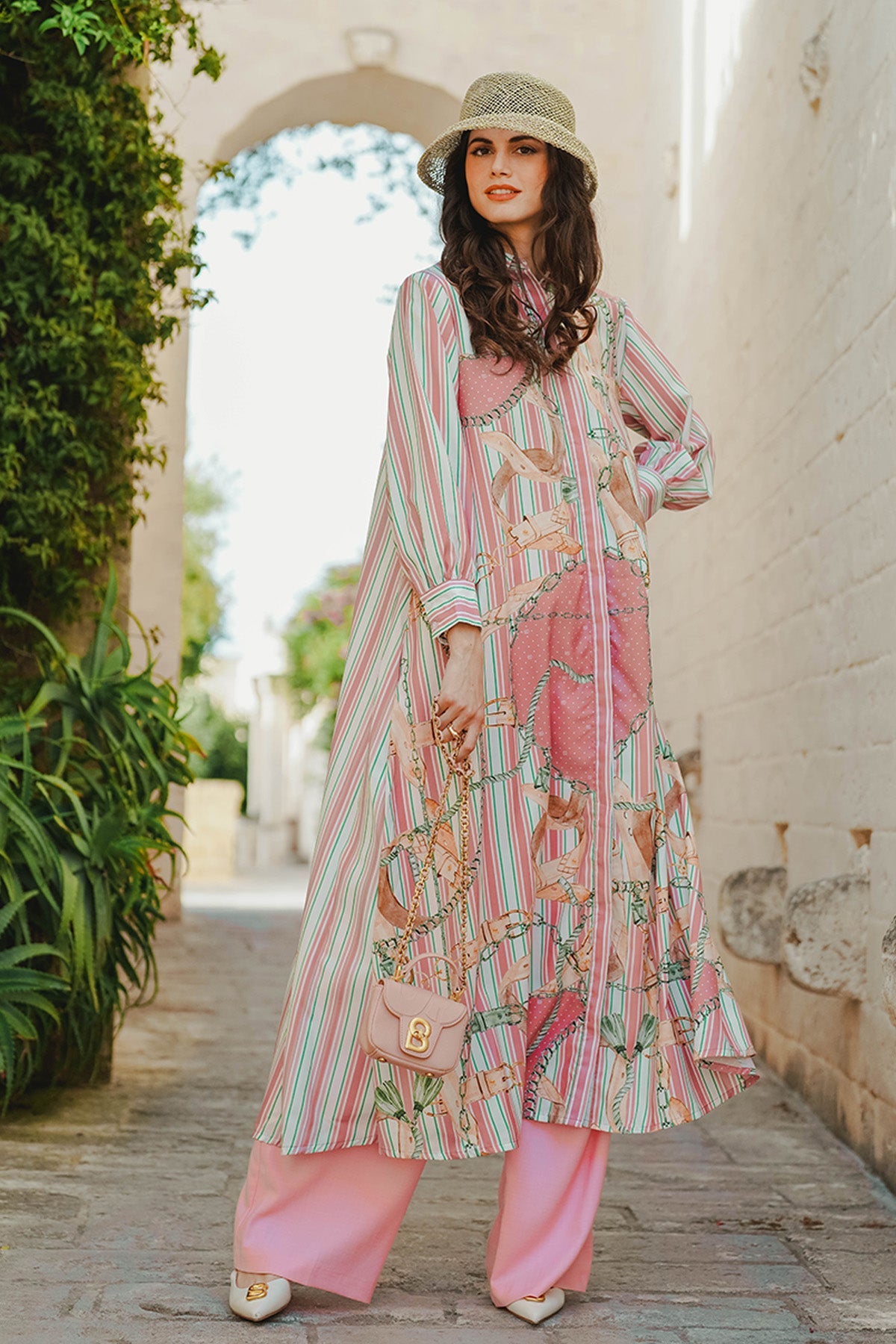 The Chain La Bella Cotton Shirt Dress - Dusty Pink