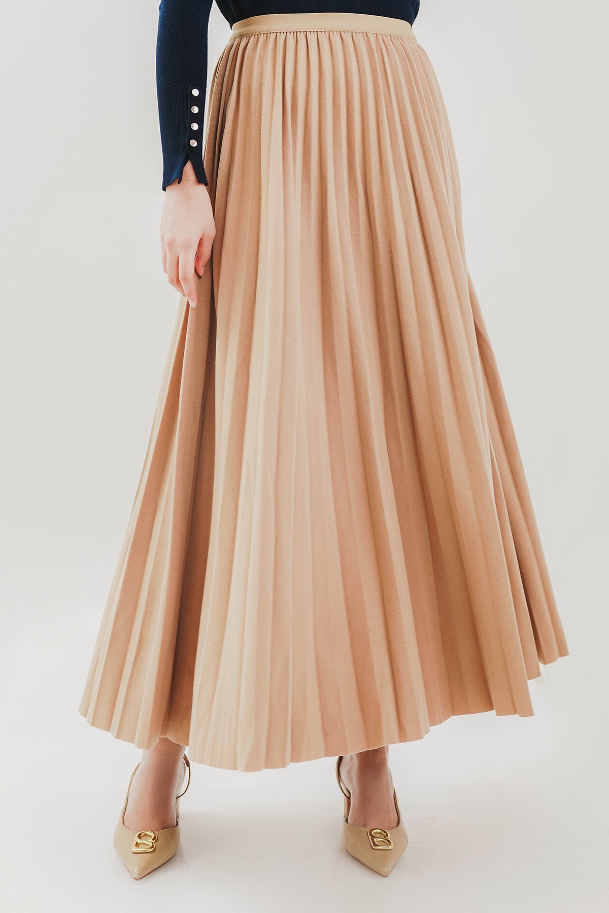 Tan Dear Pleats Skirt