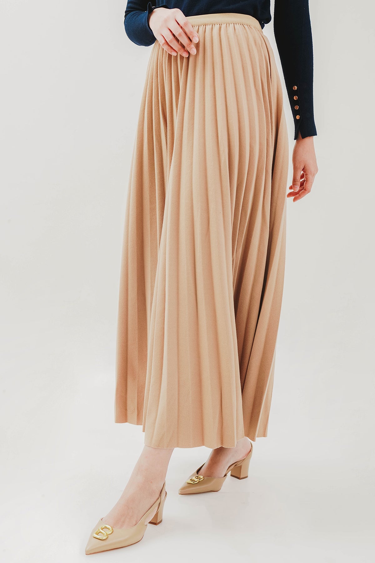 Tan Dear Pleats Skirt