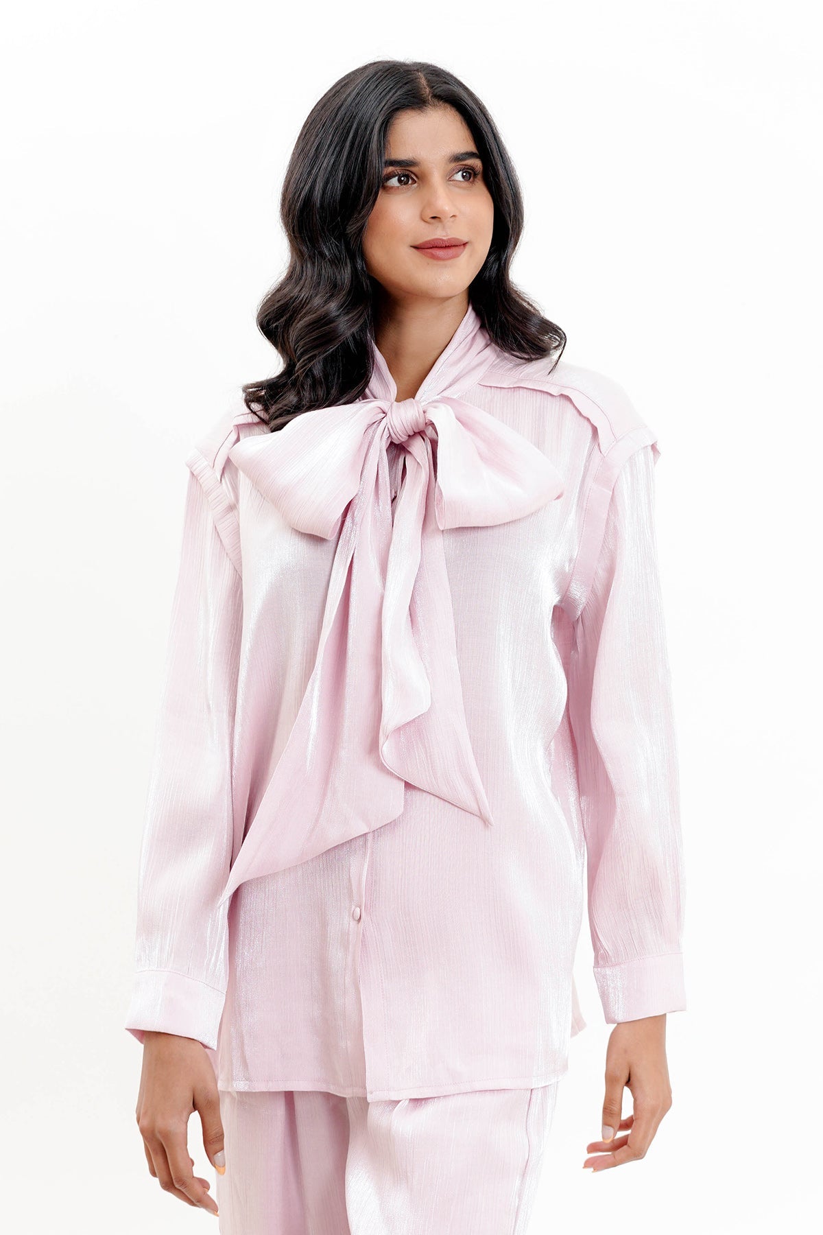 Alma Tie Blouse - Light Pink