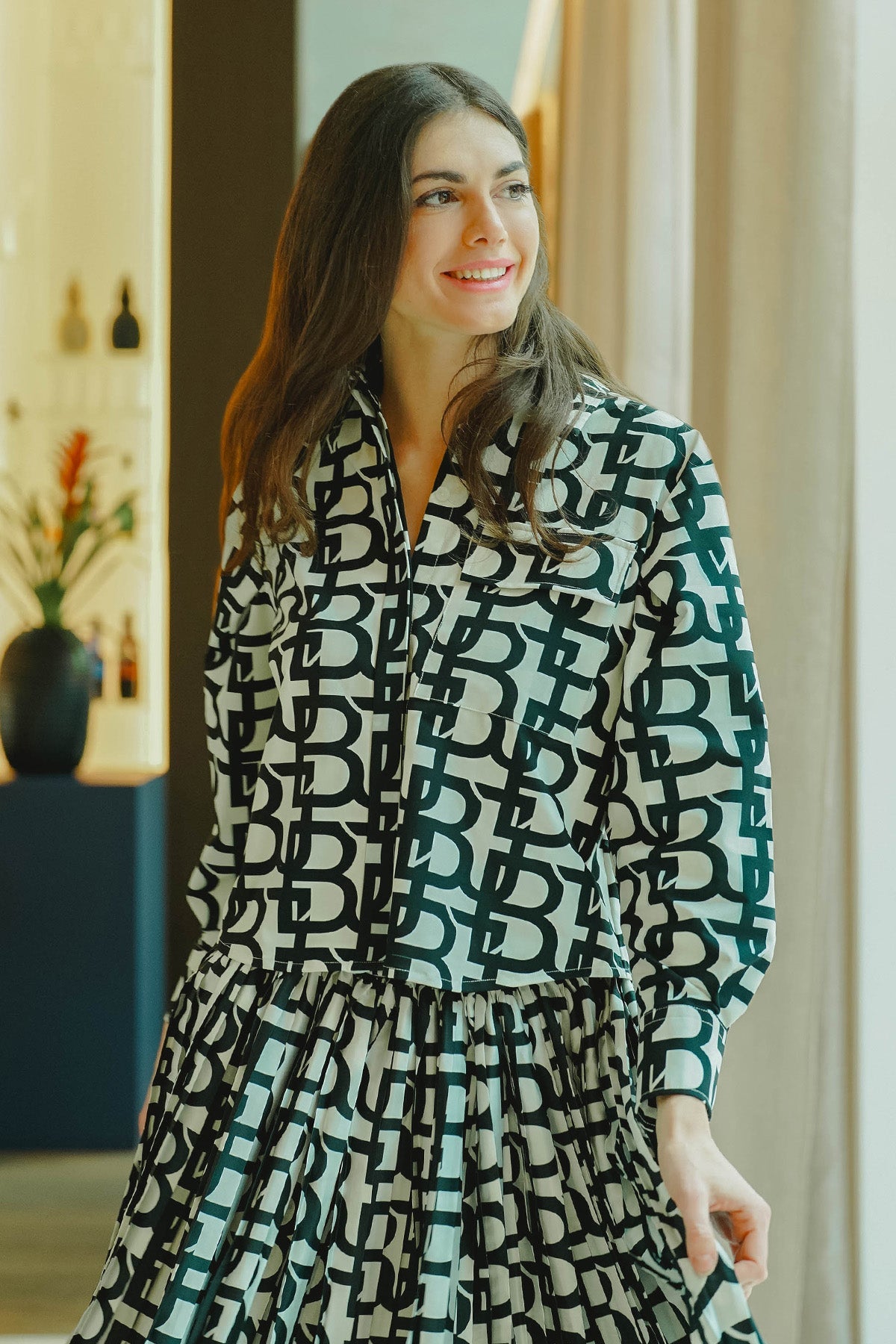 Monogram Shirt with Pocket - Black
