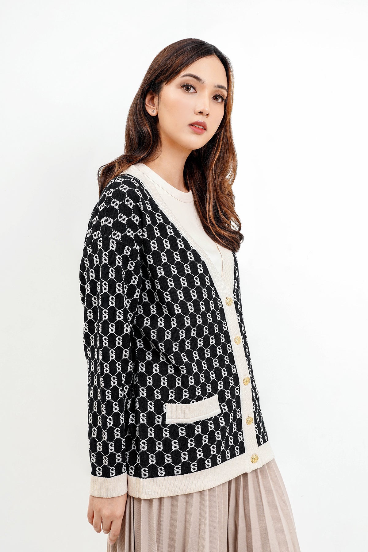 Signature Monogram Cardigan - Black