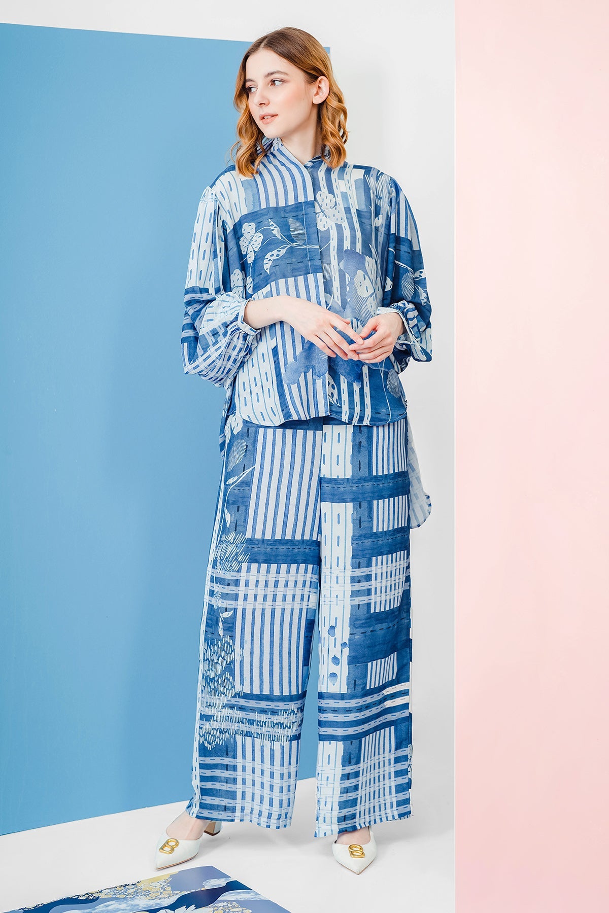 Nami Pleated Sleeve Shirt - Blue
