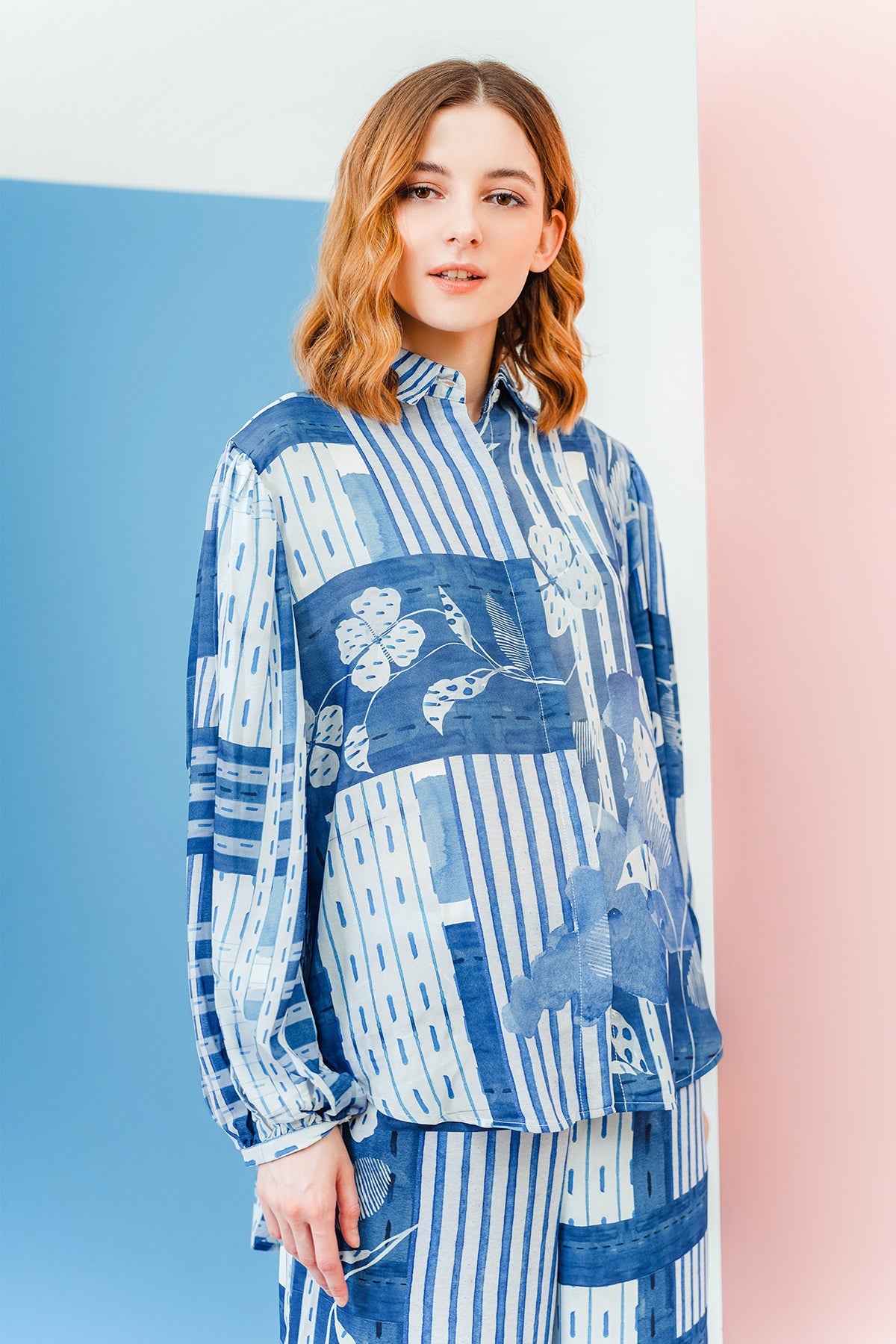 Nami Pleated Sleeve Shirt - Blue