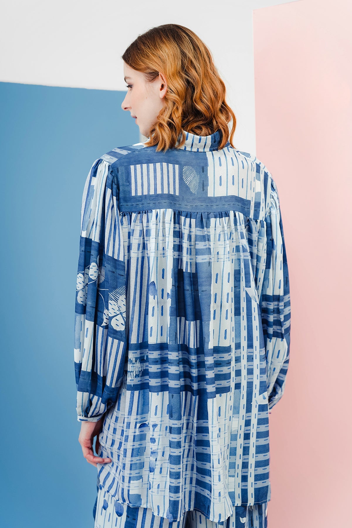 Nami Pleated Sleeve Shirt - Blue