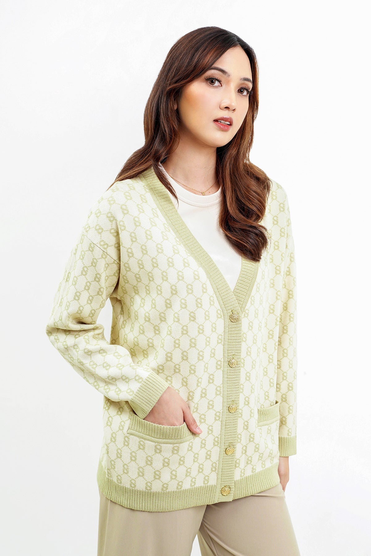 Signature Monogram Cardigan - Turkish Delight
