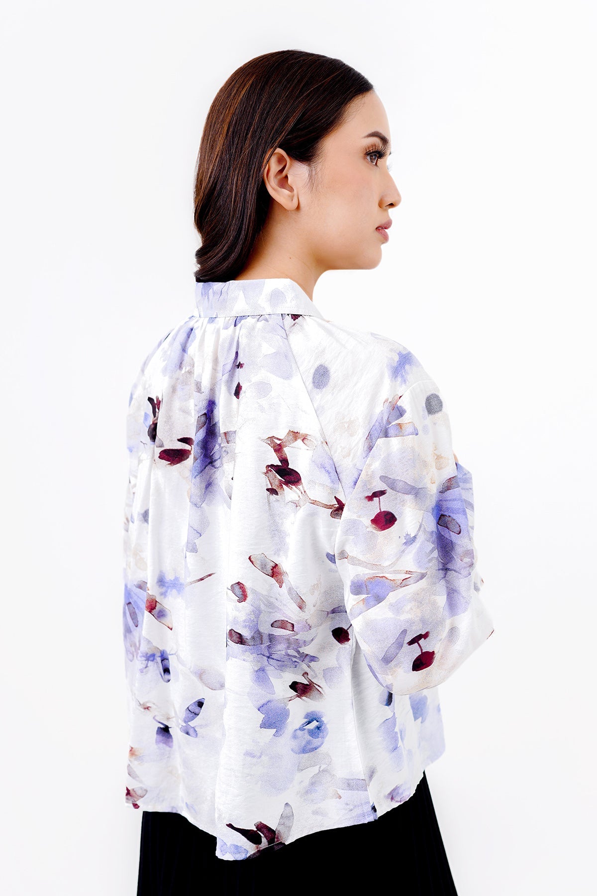 Abstract Crop Shirt - Light Blue