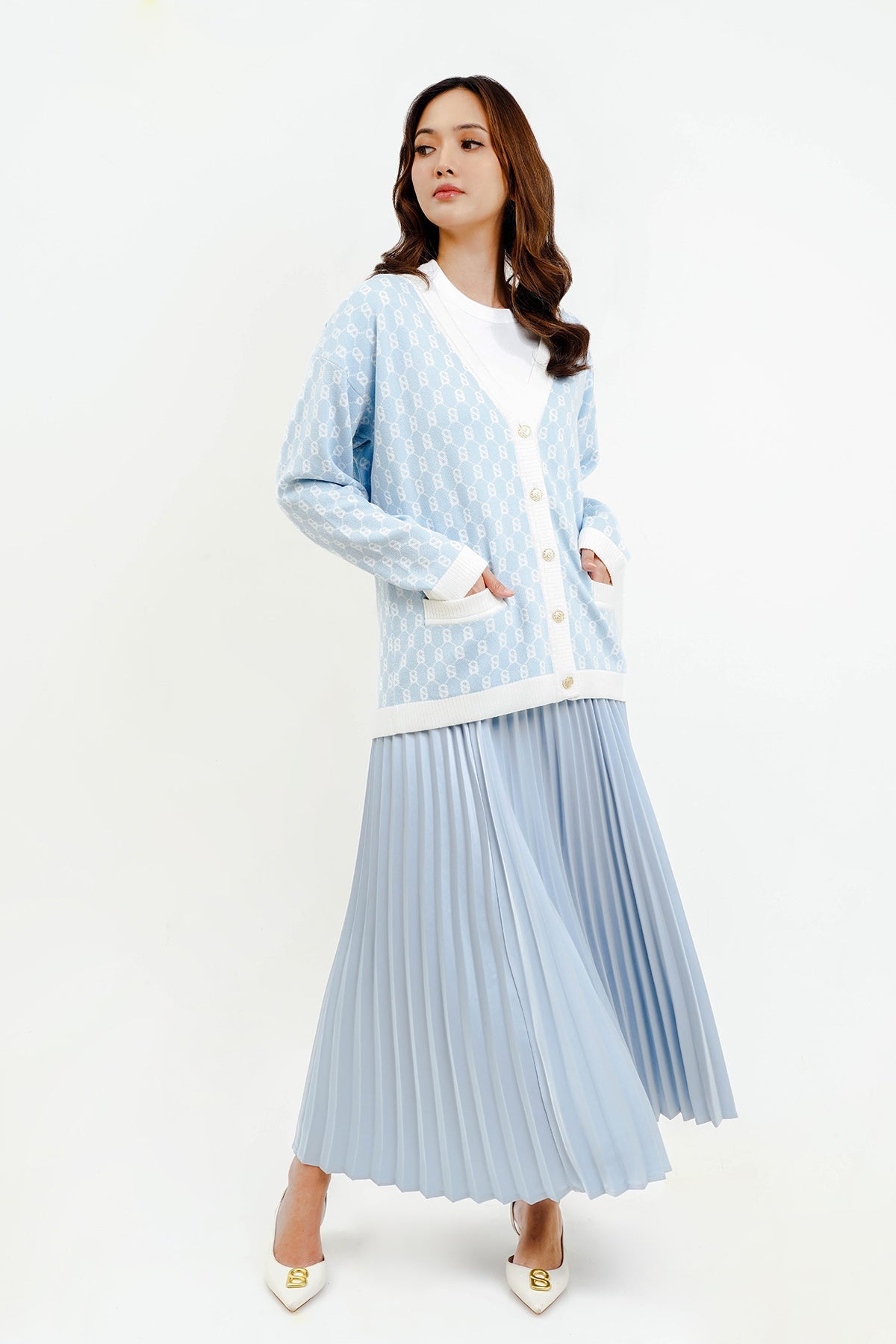 Signature Monogram Cardigan - Sea Salt