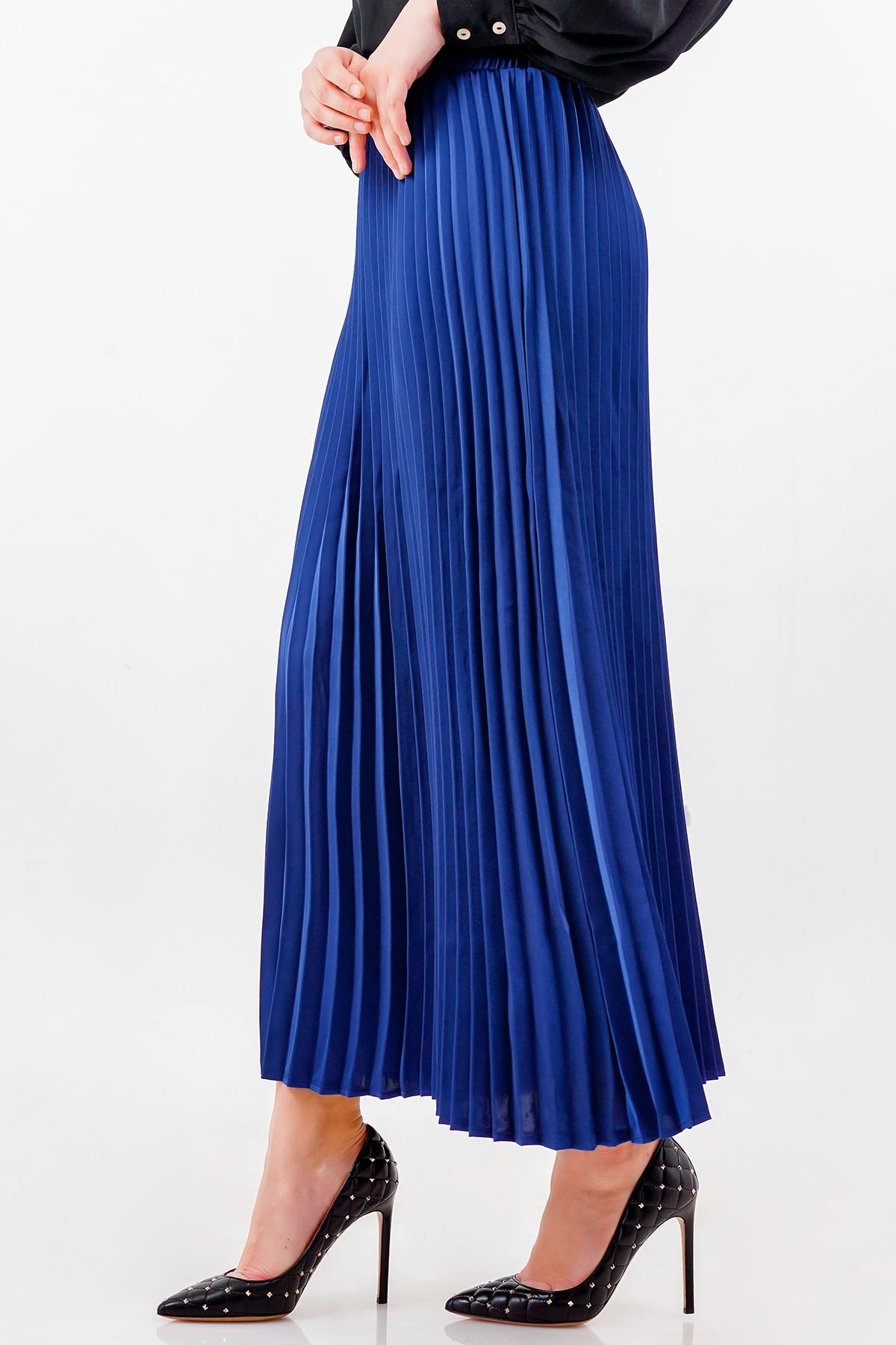 Satin Pleats Skirt - Royal Blue