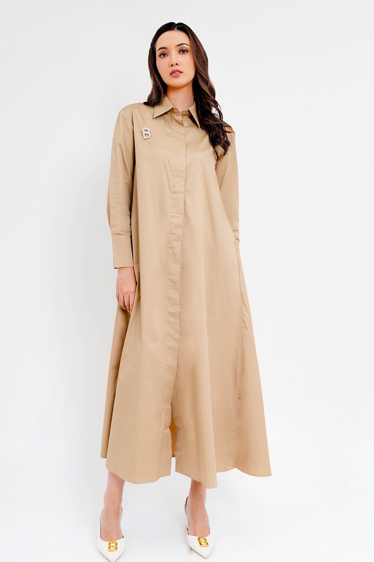 Hilary Shirt Dress - Beige