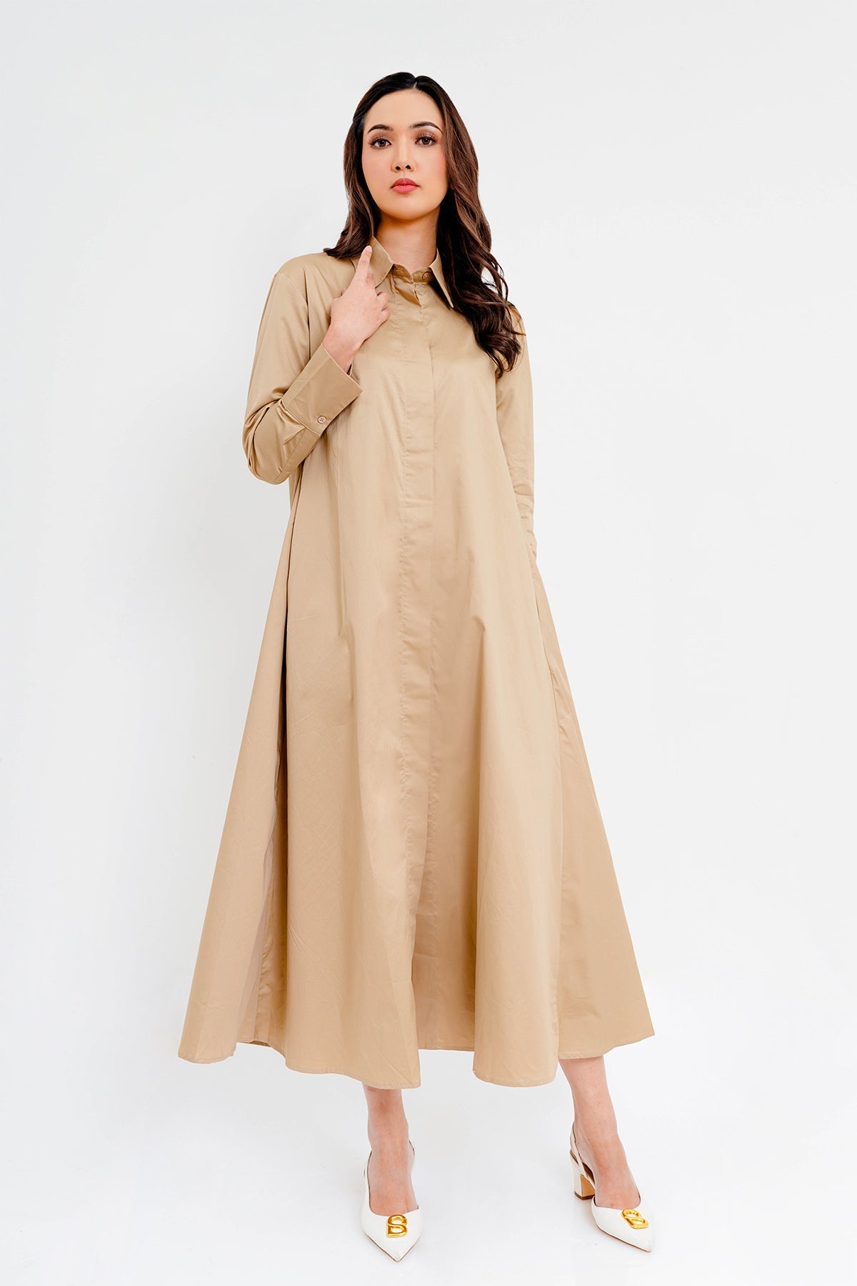 Hilary Shirt Dress - Beige