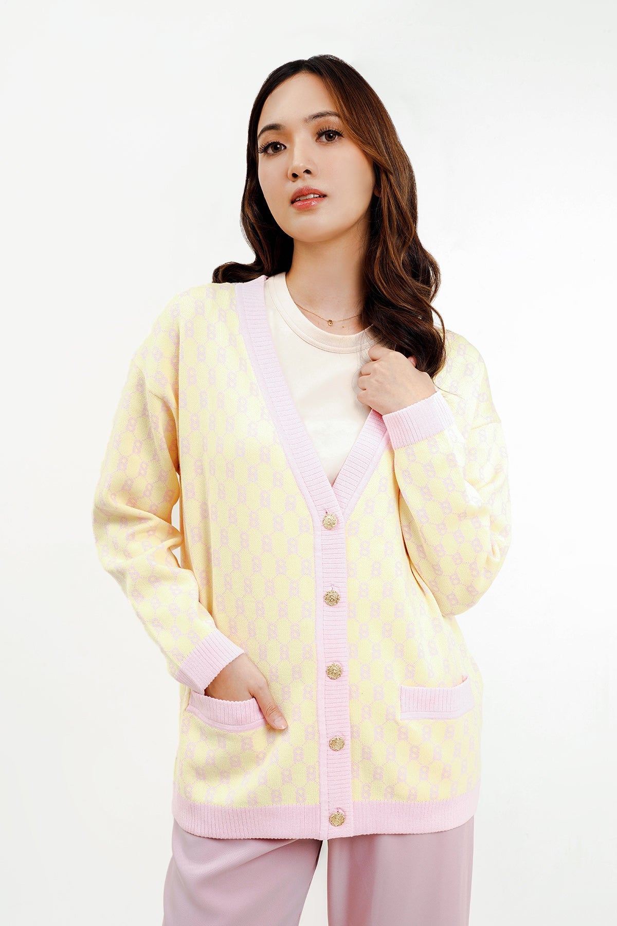 Signature Monogram Cardigan - Lollipop