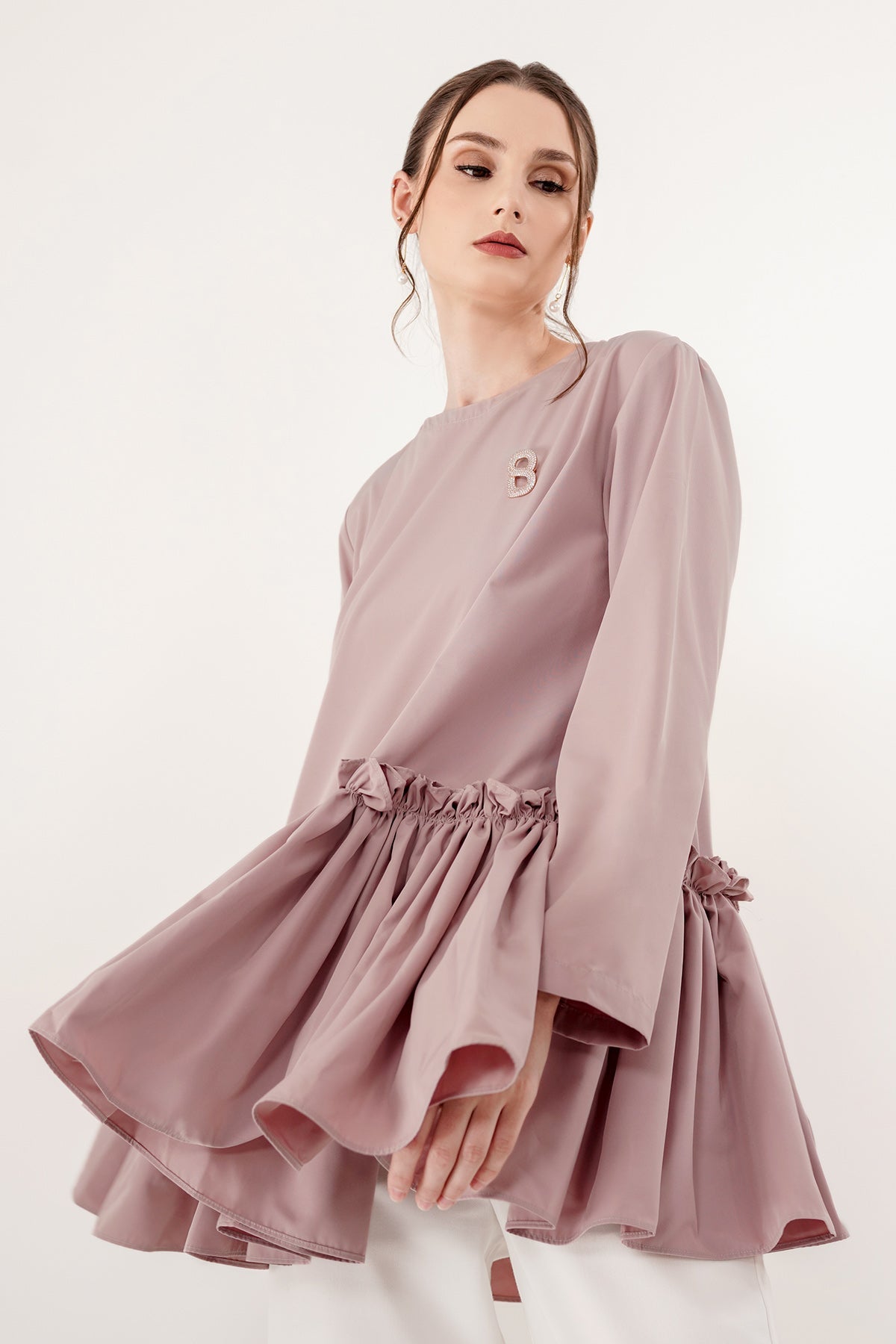 Sara Ruffle Blouse - Dusty Pink