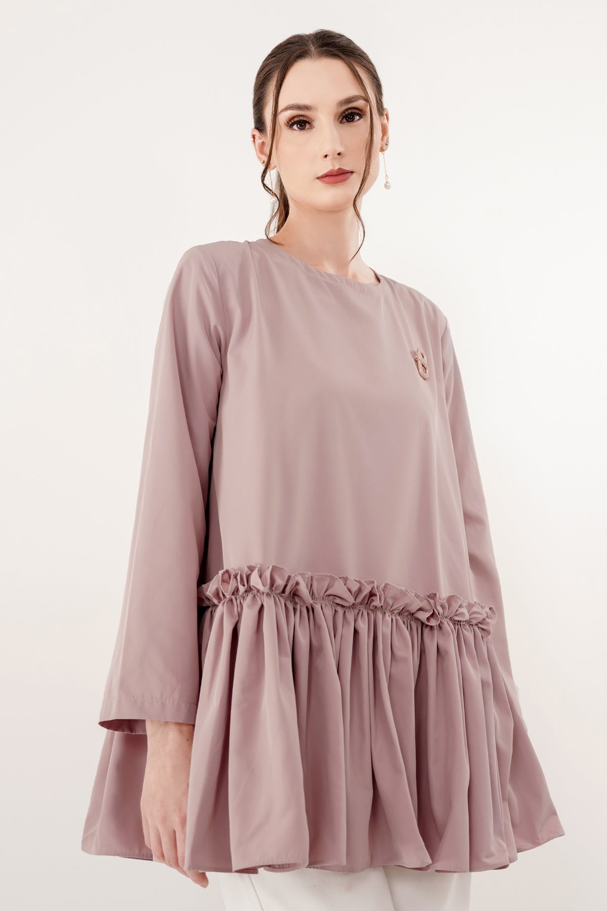 Sara Ruffle Blouse - Dusty Pink