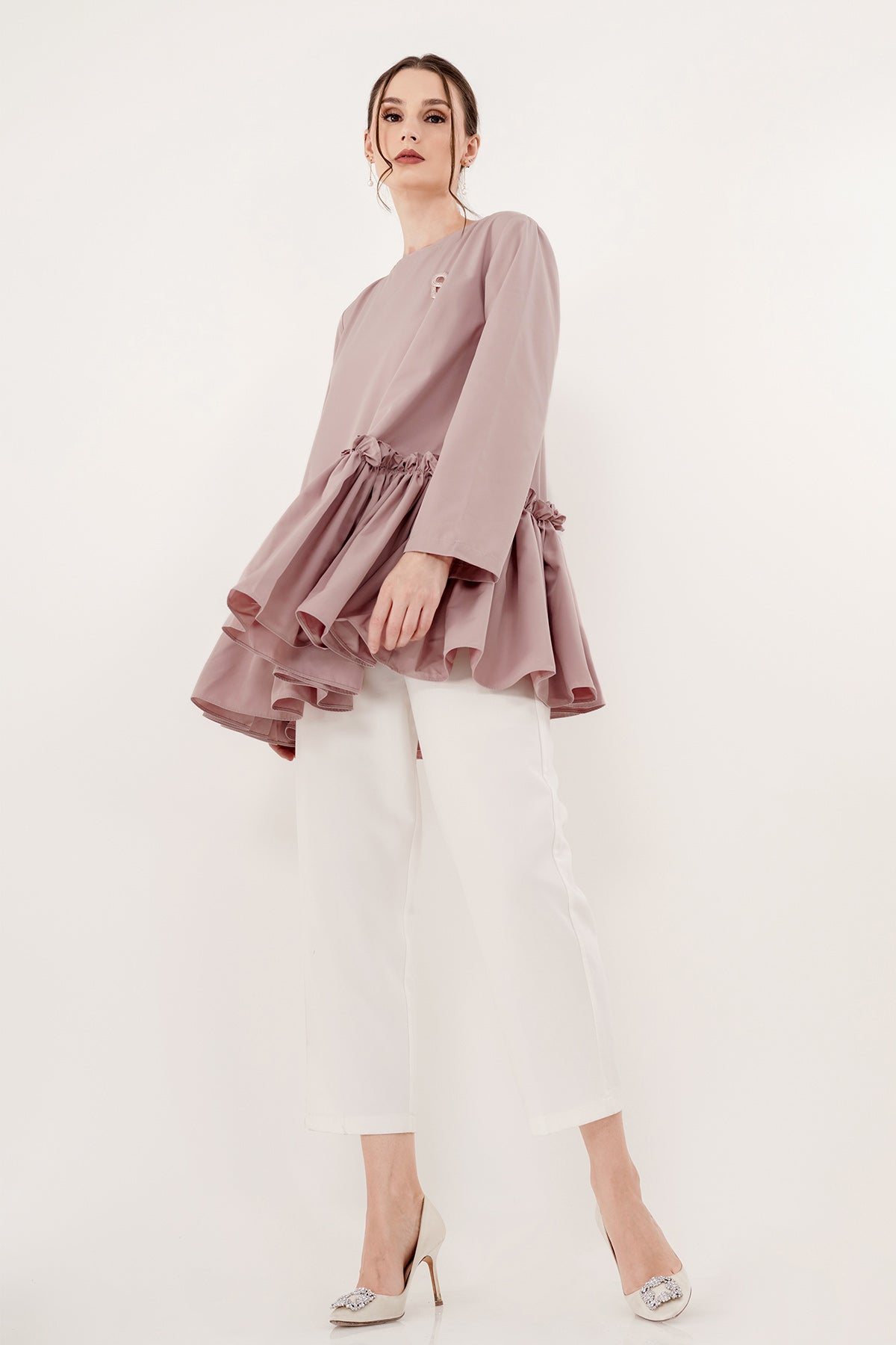 Sara Ruffle Blouse - Dusty Pink