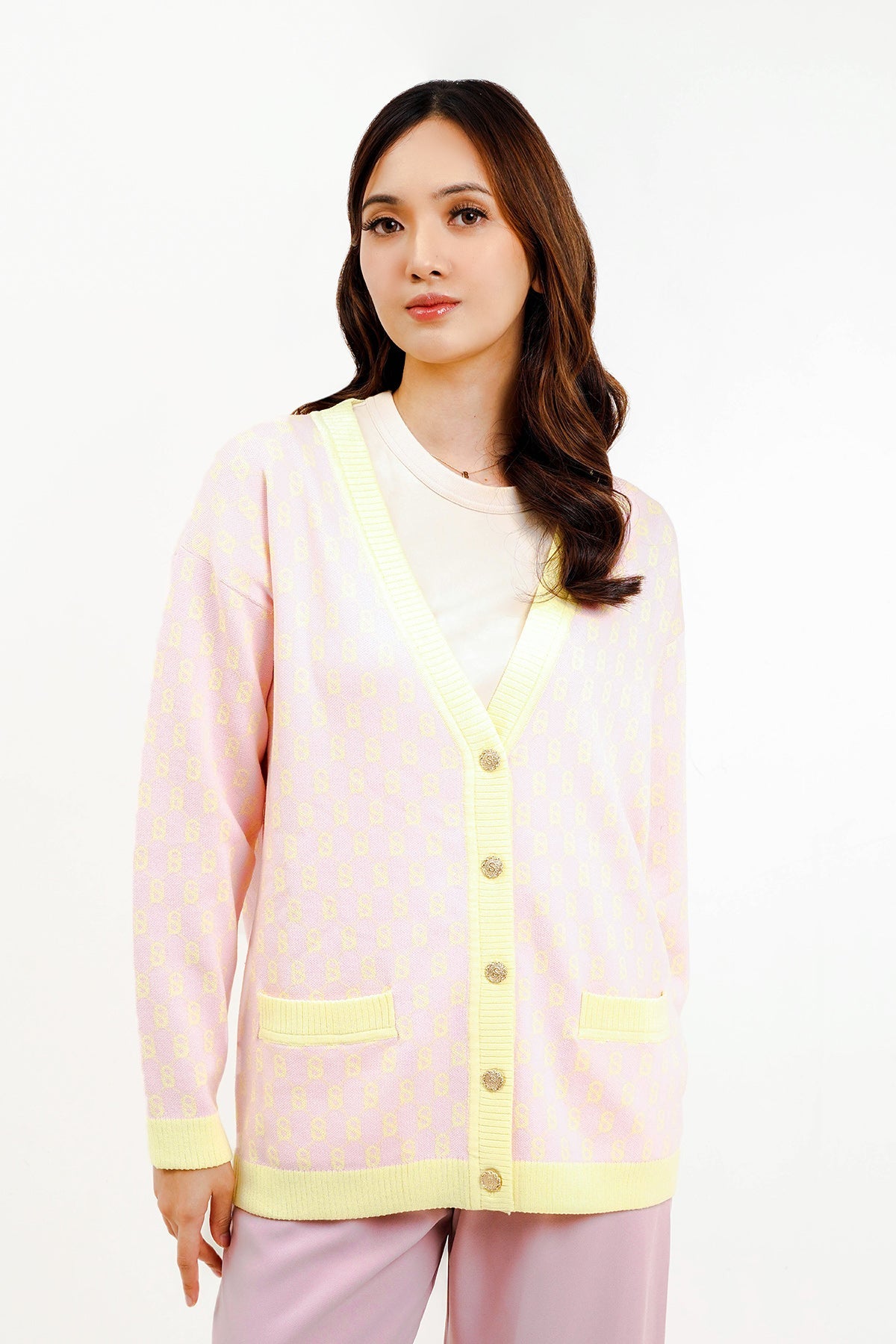 Signature Monogram Cardigan - Candy