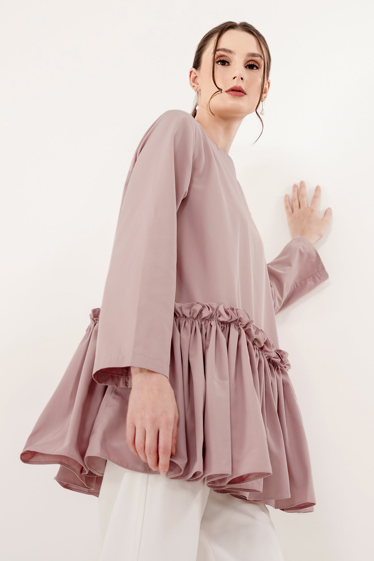 Sara Ruffle Blouse - Dusty Pink