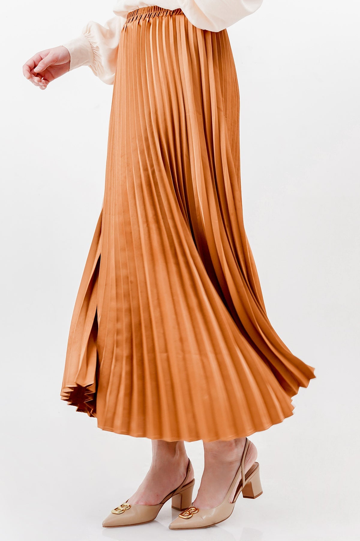 Satin Pleats Skirt - Hazel