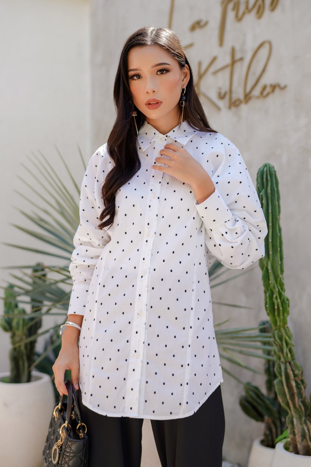 Sania Shirt - Black Polka