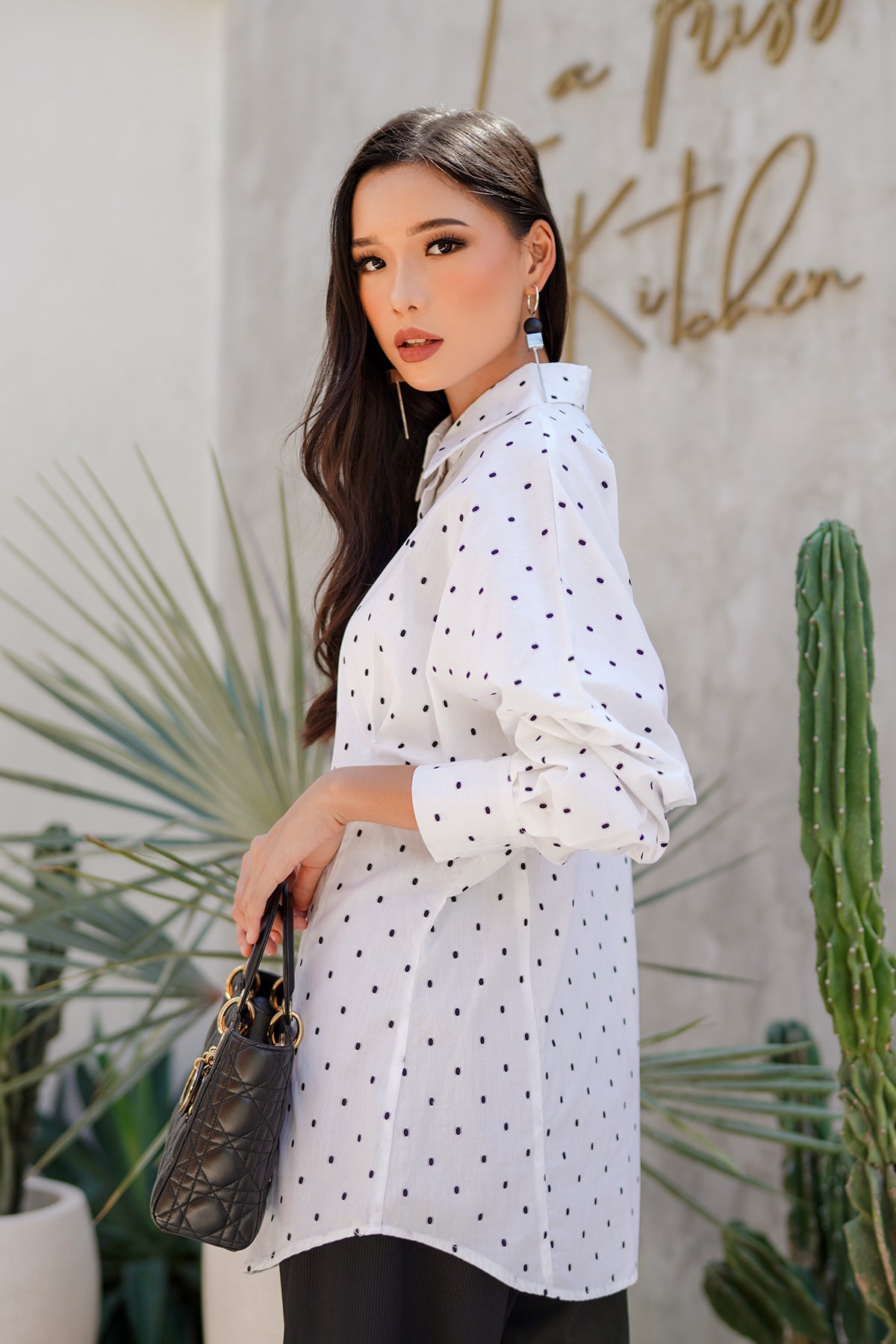 Sania Shirt - Black Polka