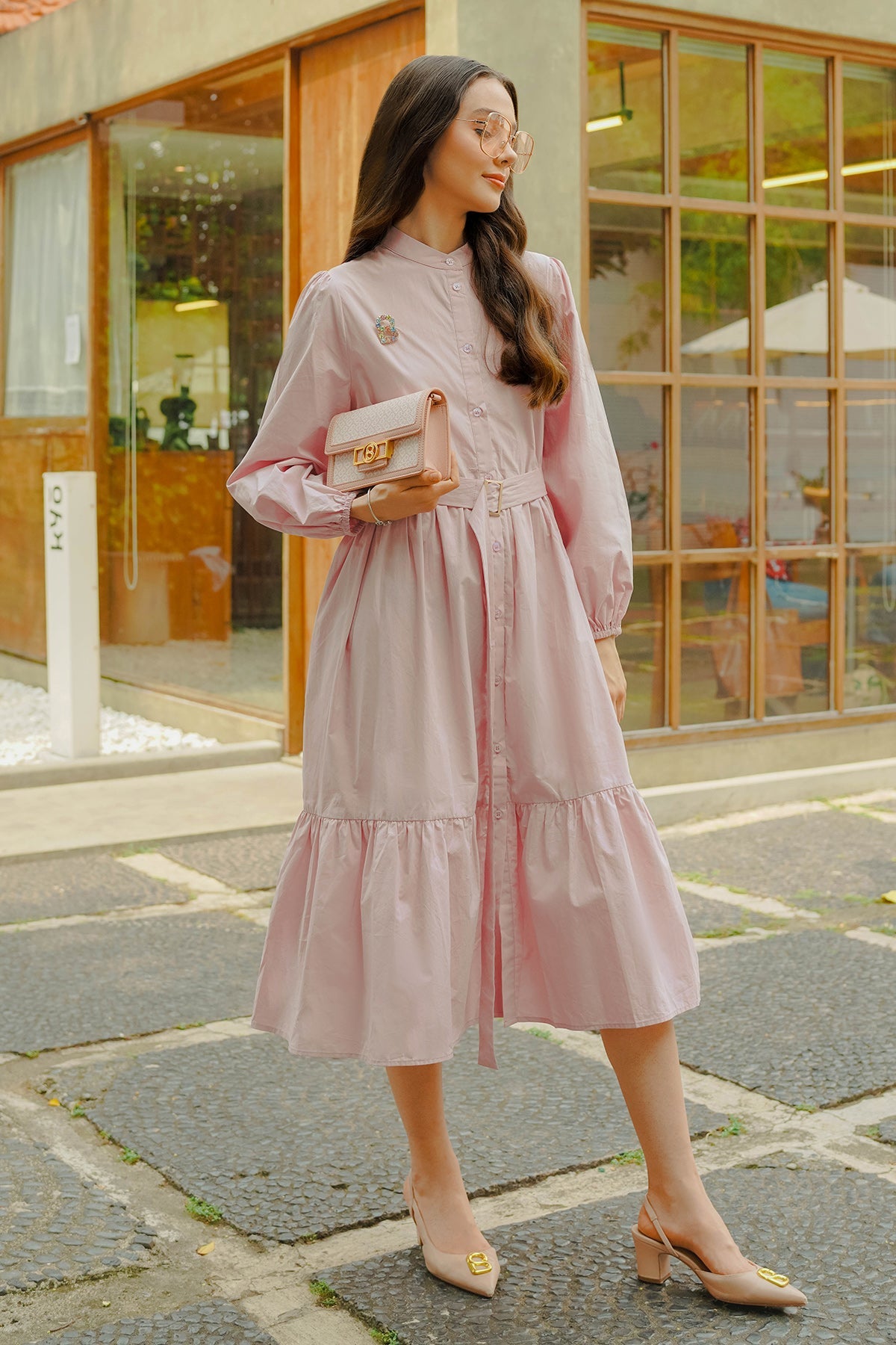 Paula Tiered Shirt Dress - Lilac
