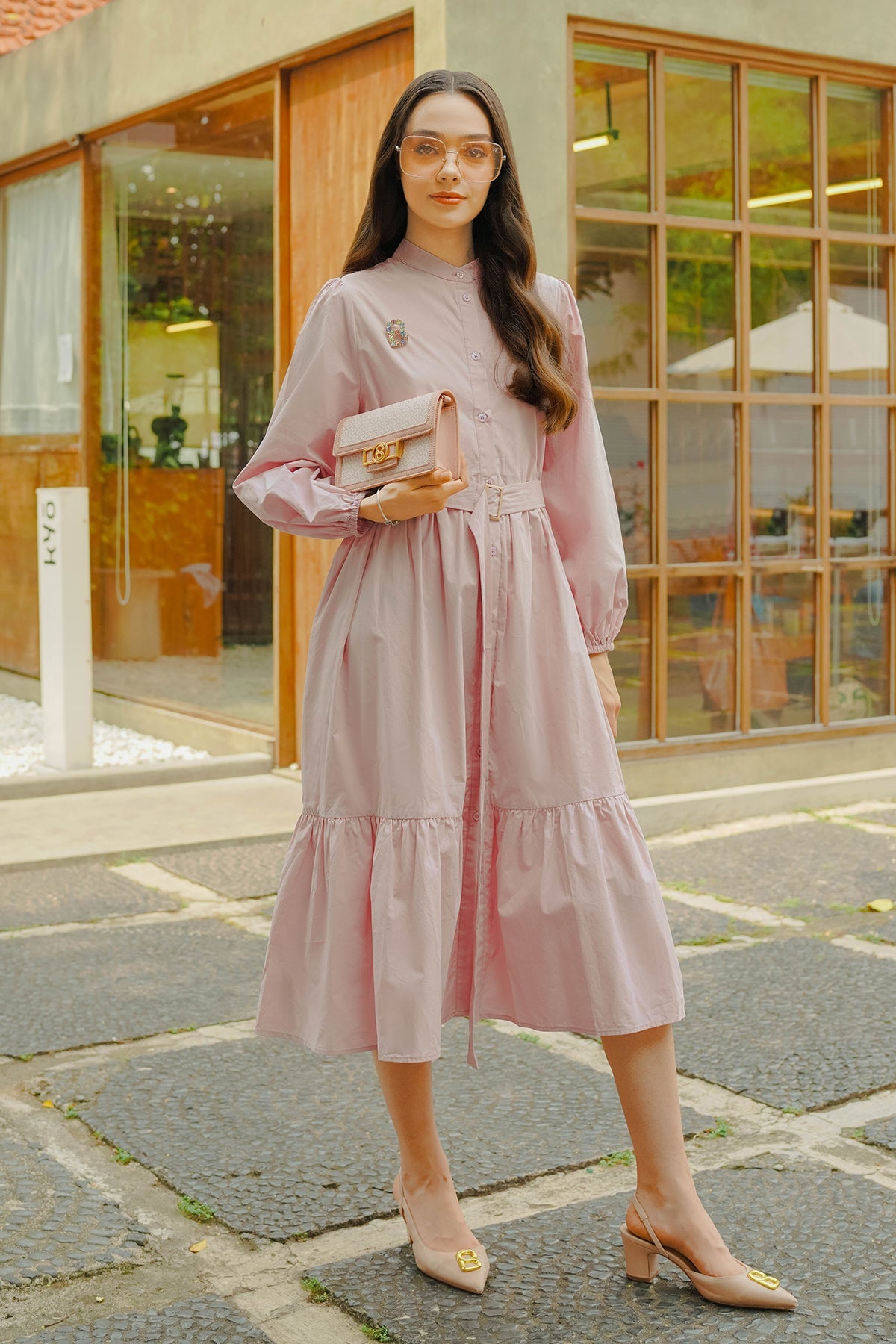 Paula Tiered Shirt Dress - Lilac