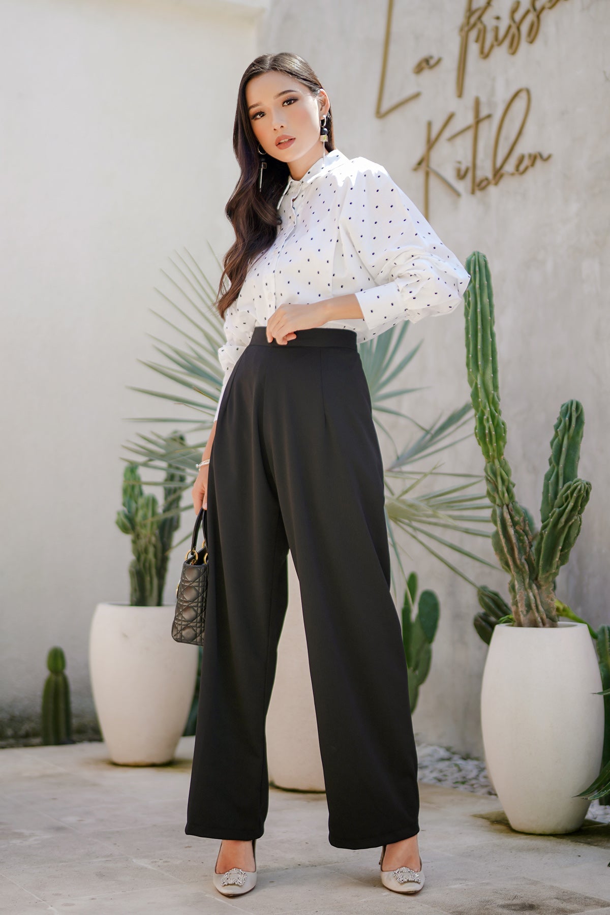Sania Shirt - Black Polka