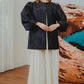 Agatha Jacquard Top - Black/Blue