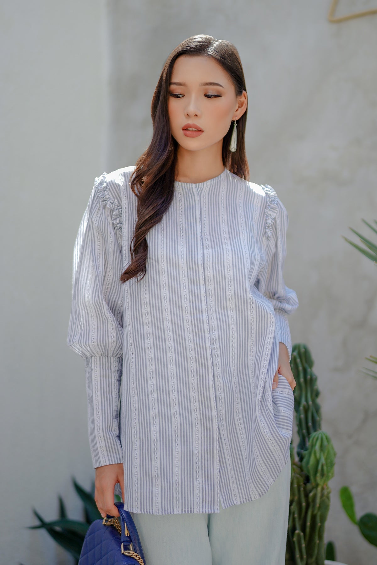 Mira Cuff Shirt - Stripes