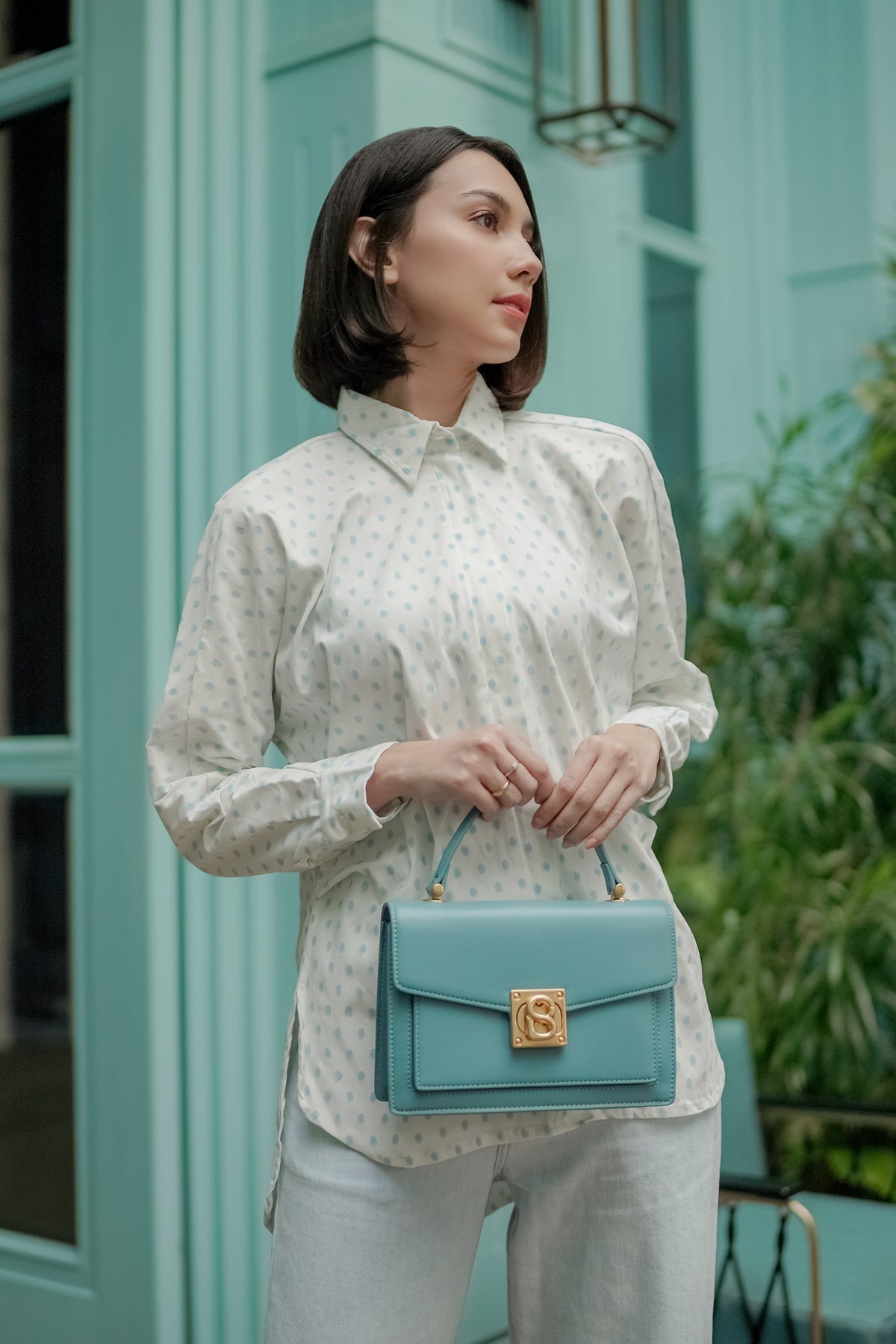 Nami Polka Shirt - White/Blue