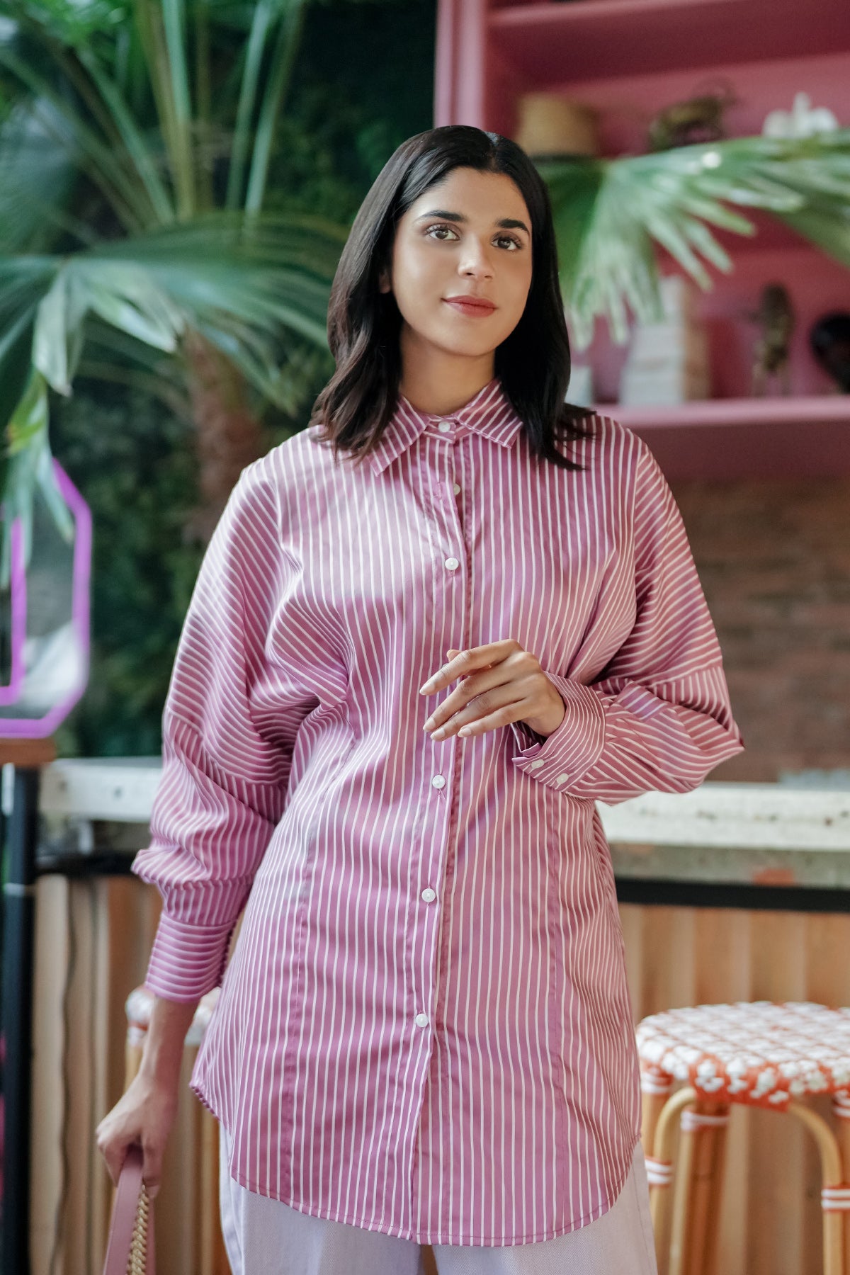 Sania Shirt - Purple Stripes