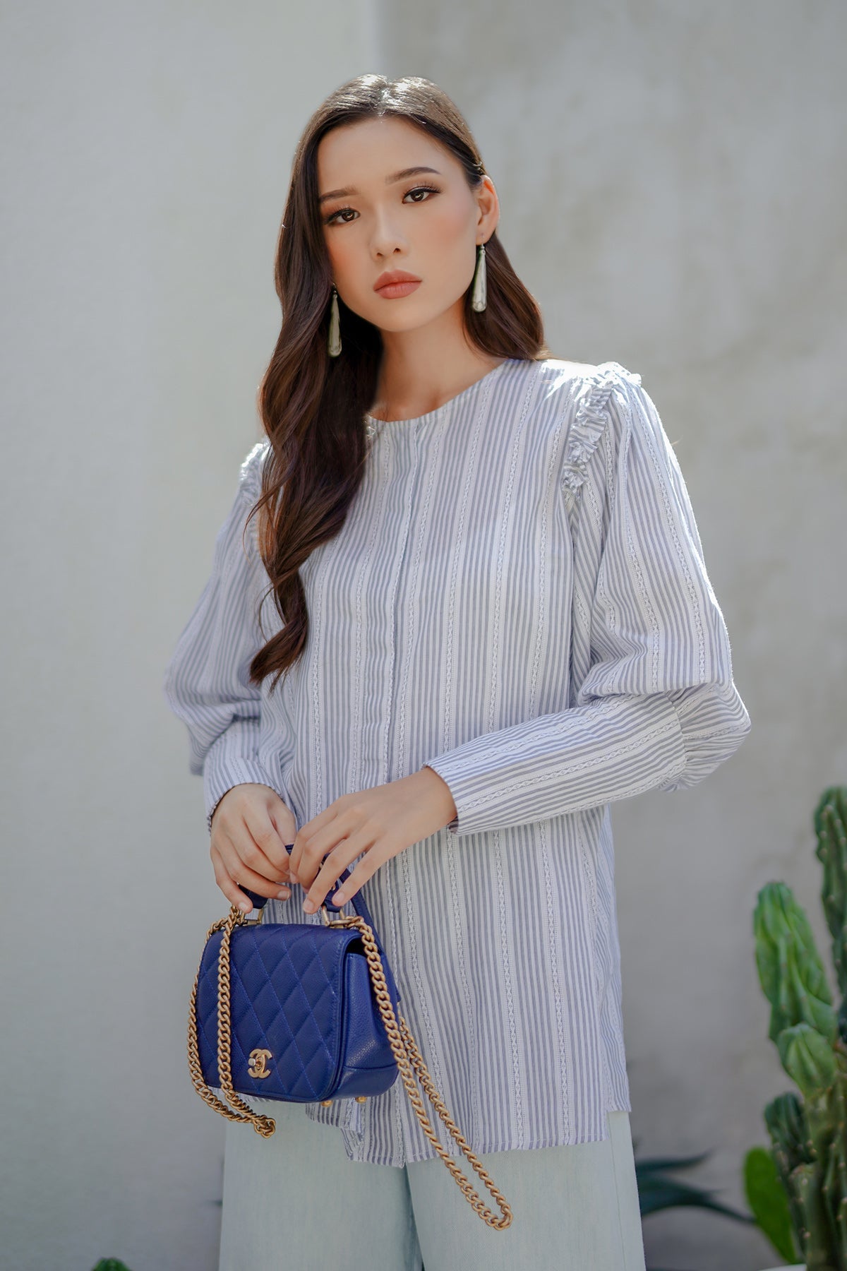 Mira Cuff Shirt - Stripes