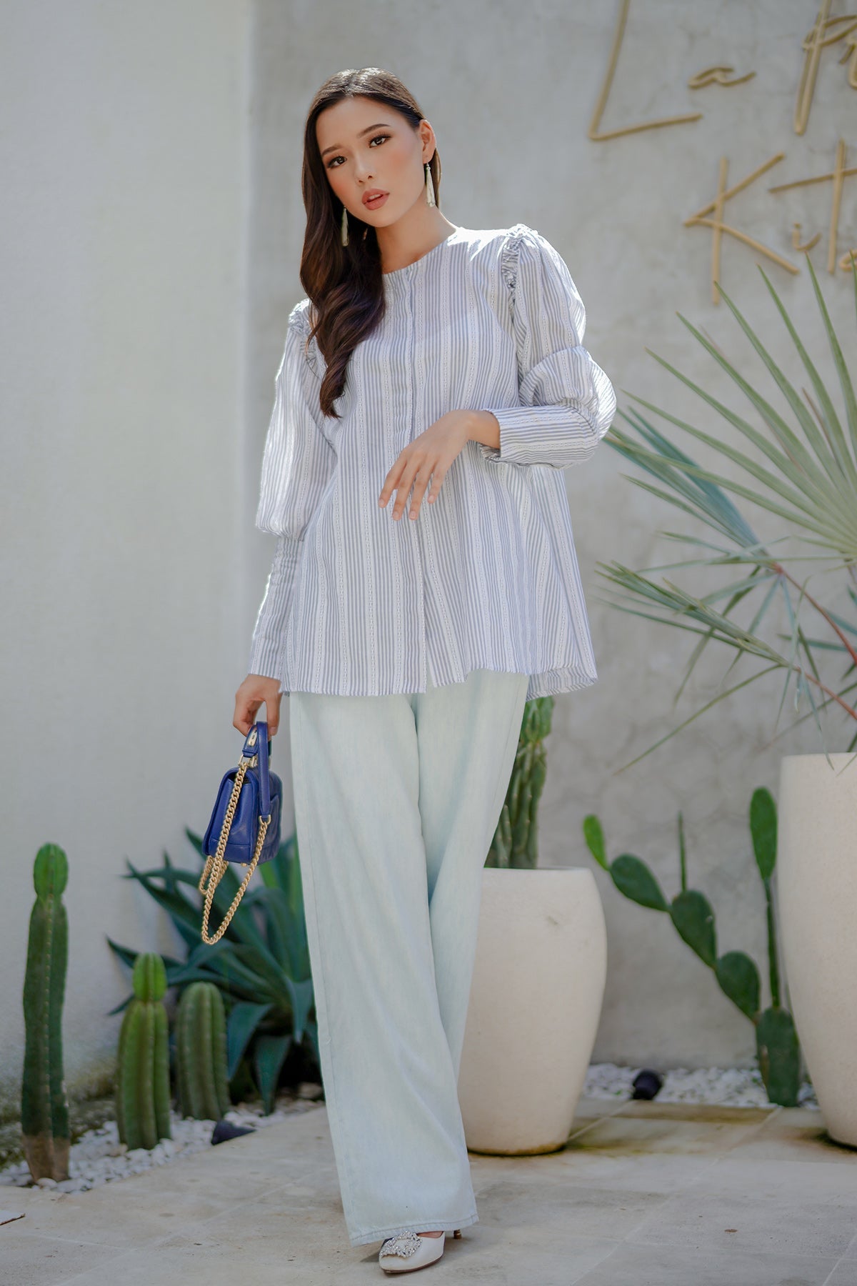 Mira Cuff Shirt - Stripes