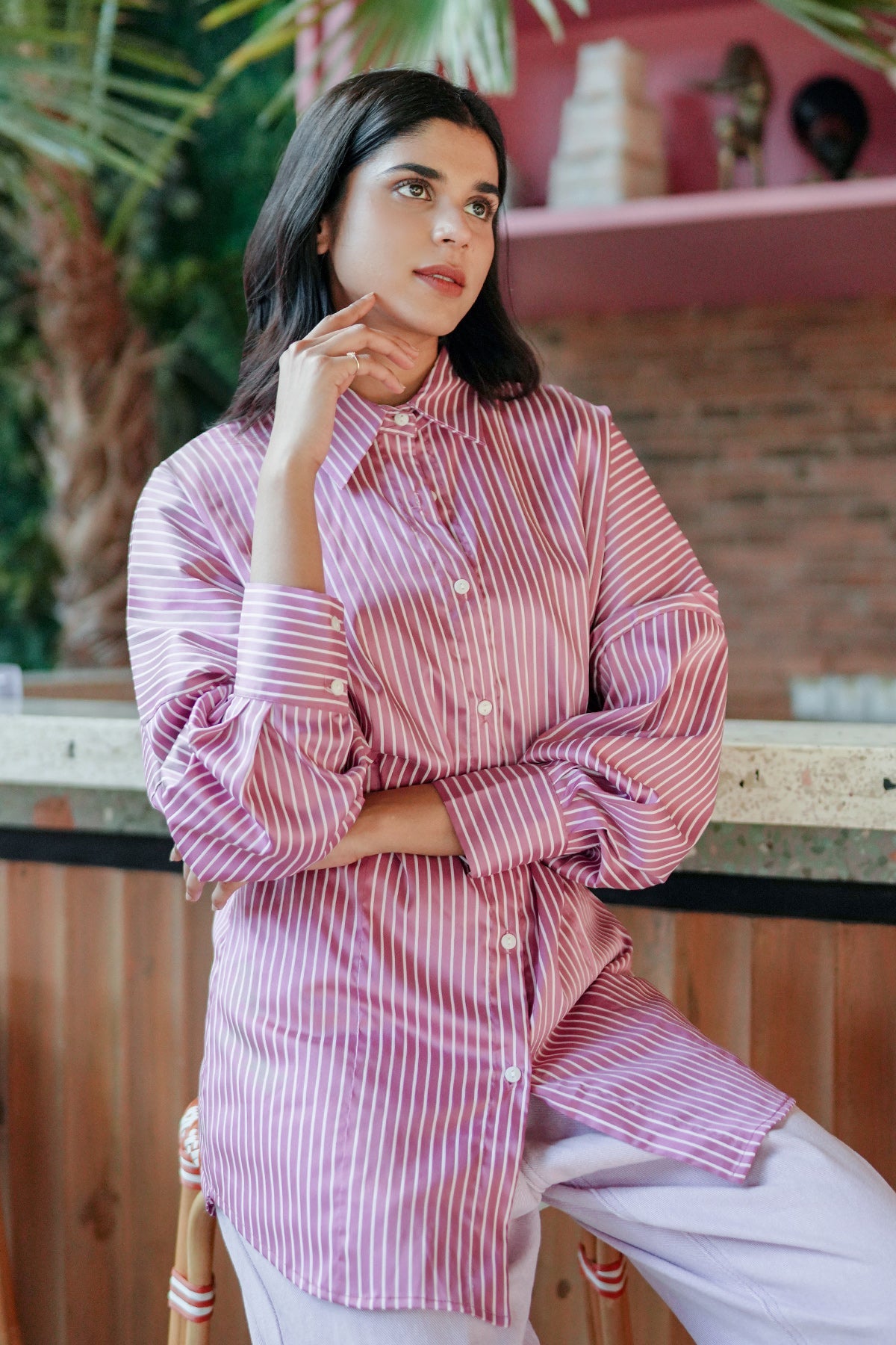 Sania Shirt - Purple Stripes