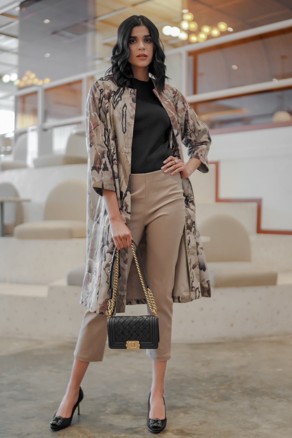 Printed Hazel Outer - Brown