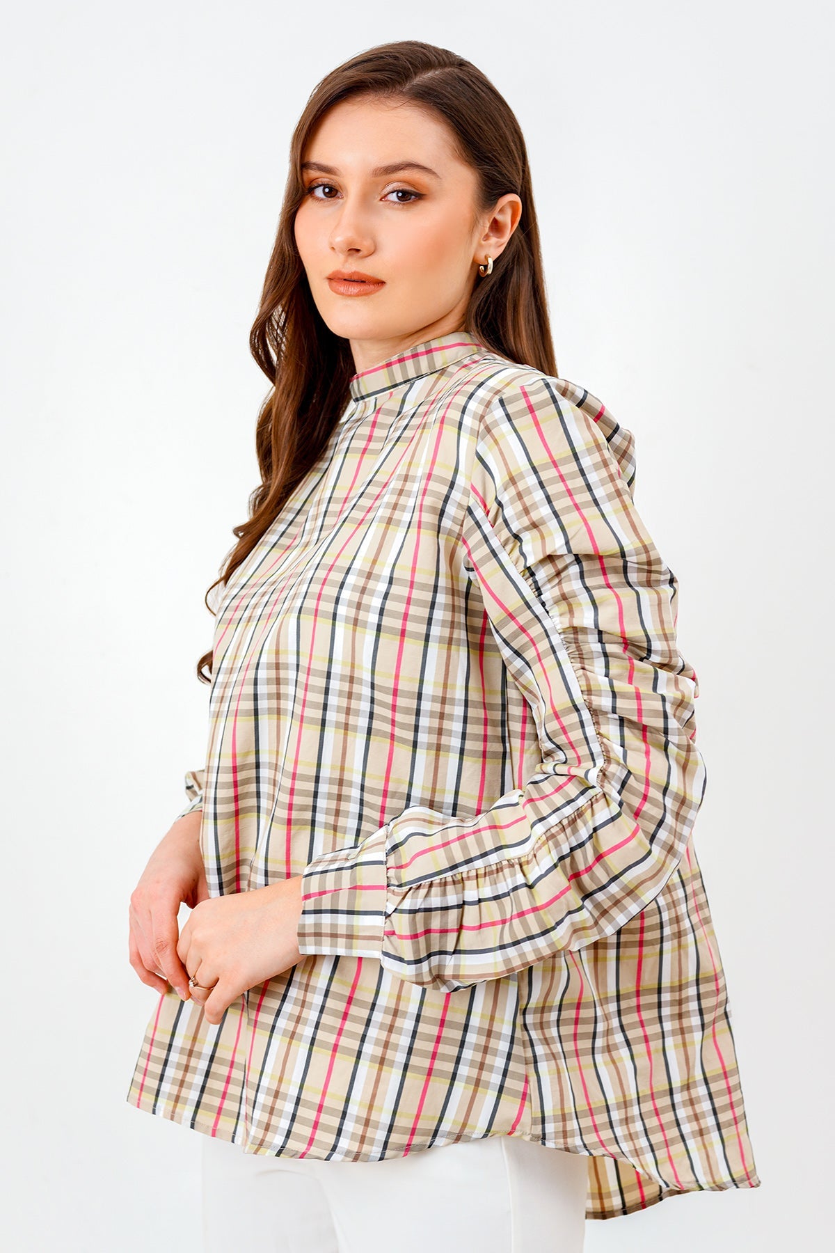 Lika Blouse - Brown Plaid