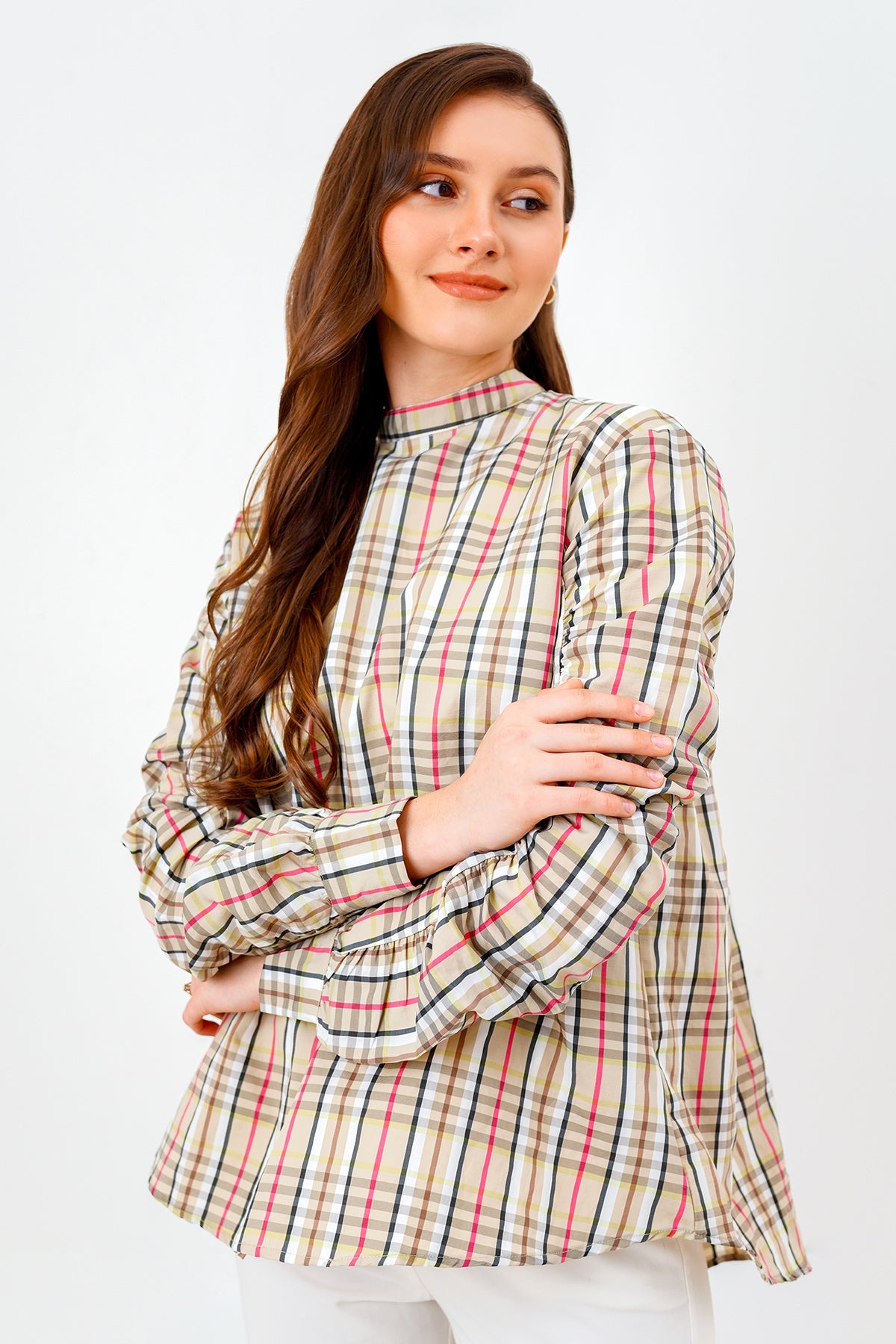 Lika Blouse - Brown Plaid