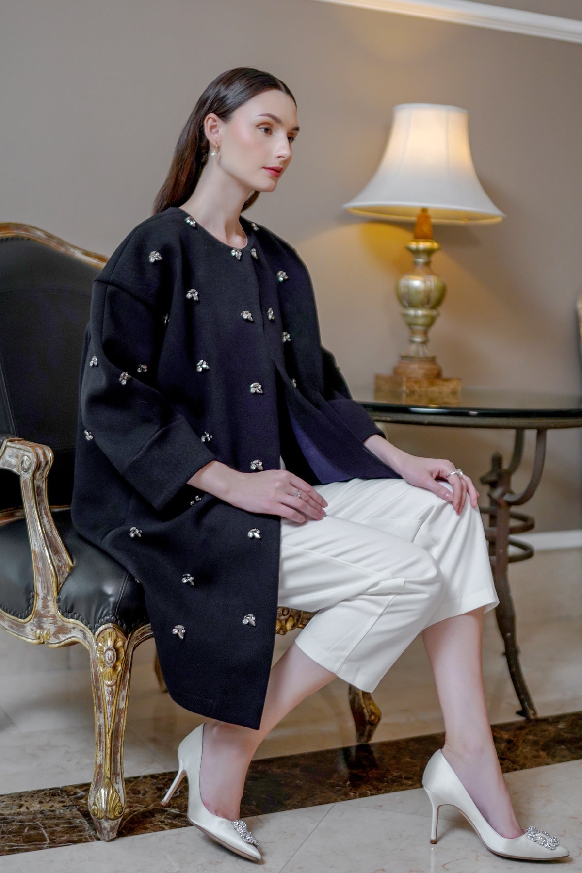 Long Outer with Full Beads - Black