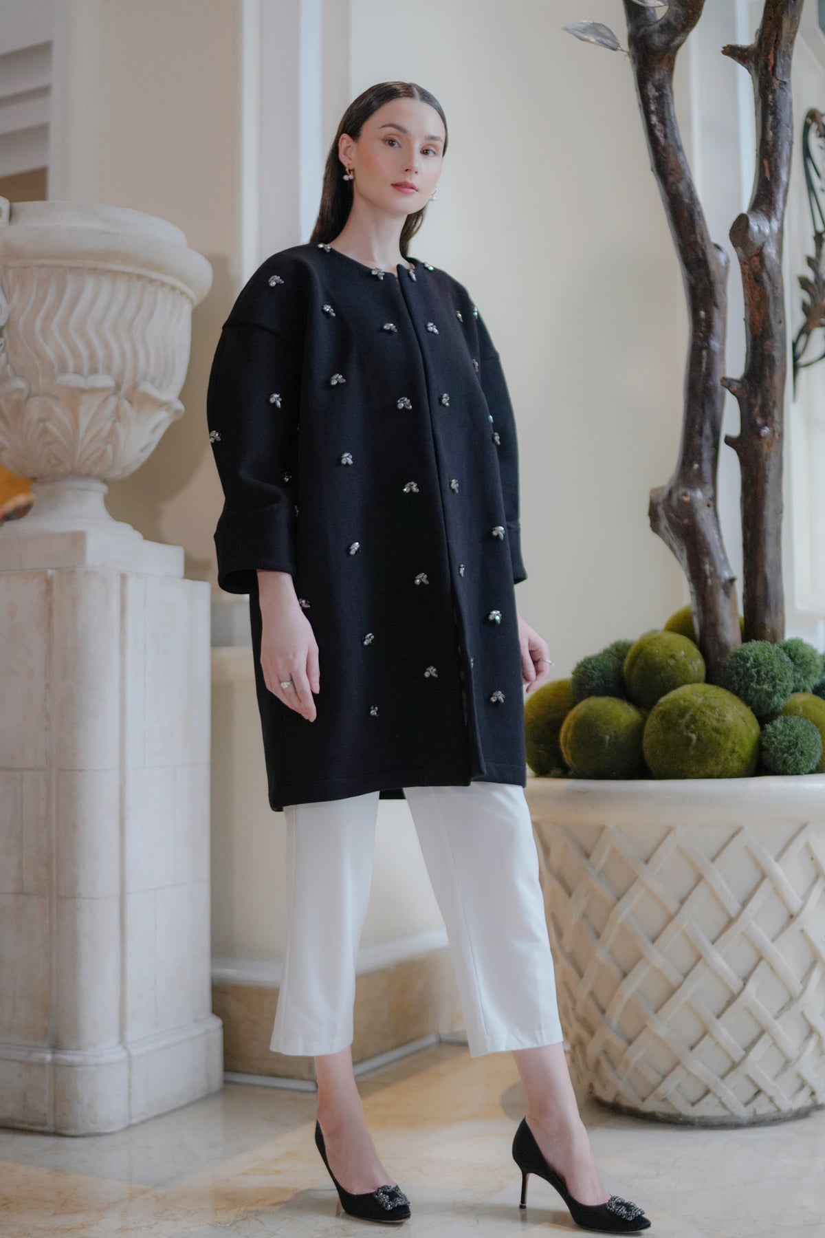 Long Outer with Full Beads - Black