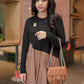 Ruffled Mala Top Black Tan